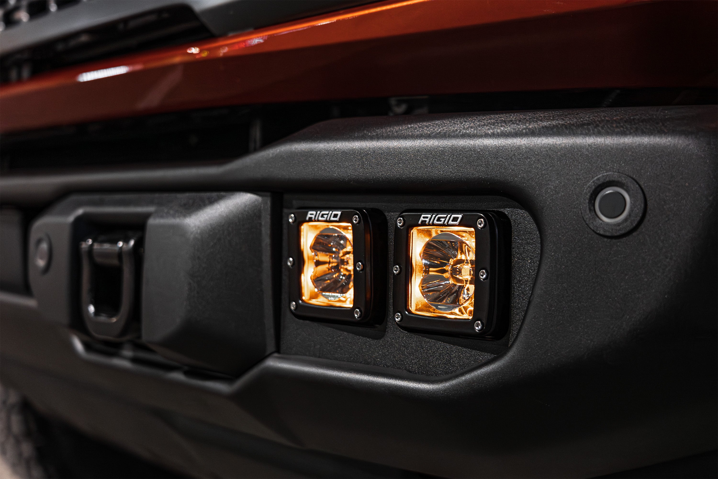 SPV Parts 2022 UP Ford Bronco - Rigid Radiance/Scene Capable Bumper Fog Light Kit w/amber backlight - Including Brackets/Harness