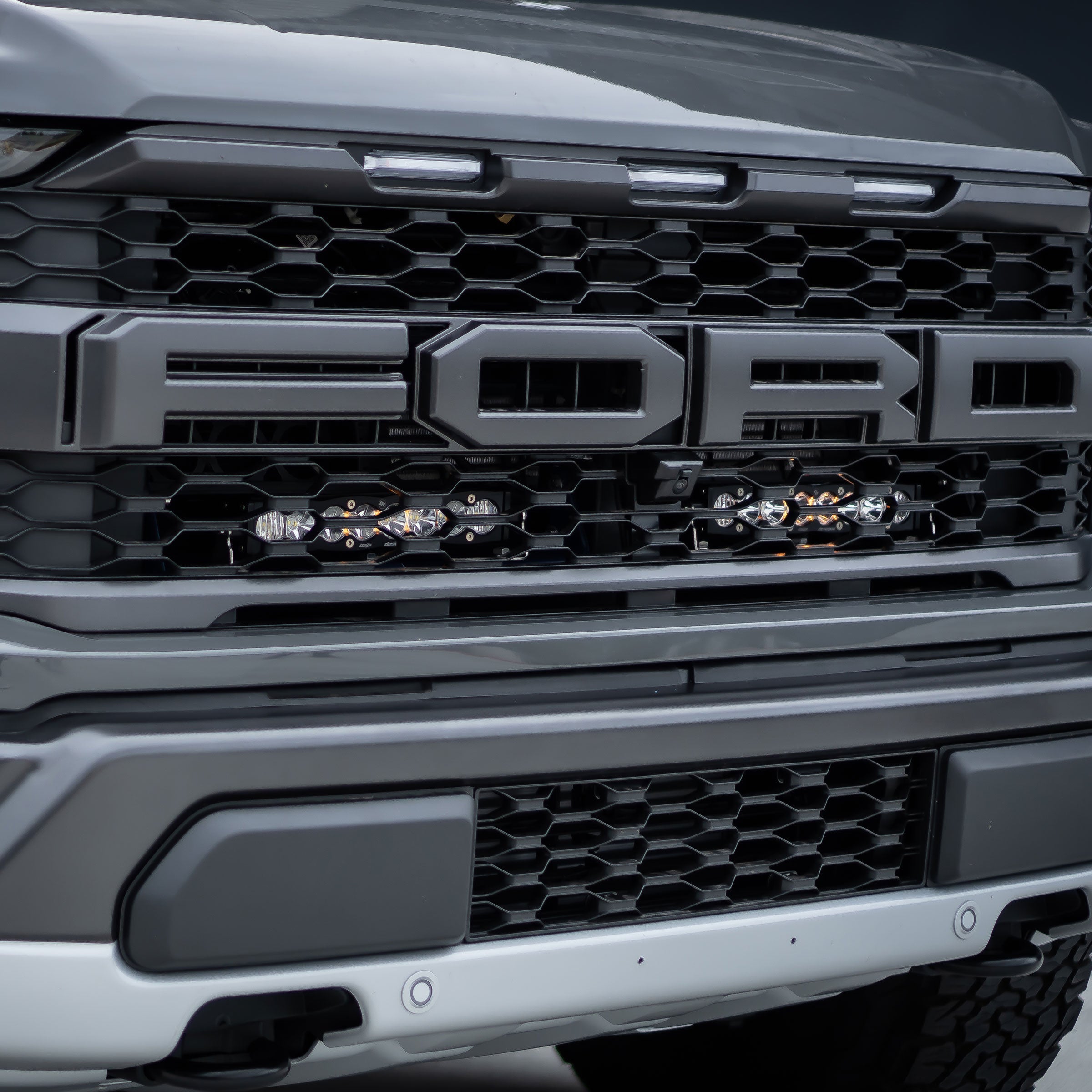 SPV Parts Customizable - Baja Designs S8 10 Inch Dual Behind Grille Light Bar Kit fit 21-On Ford Raptor