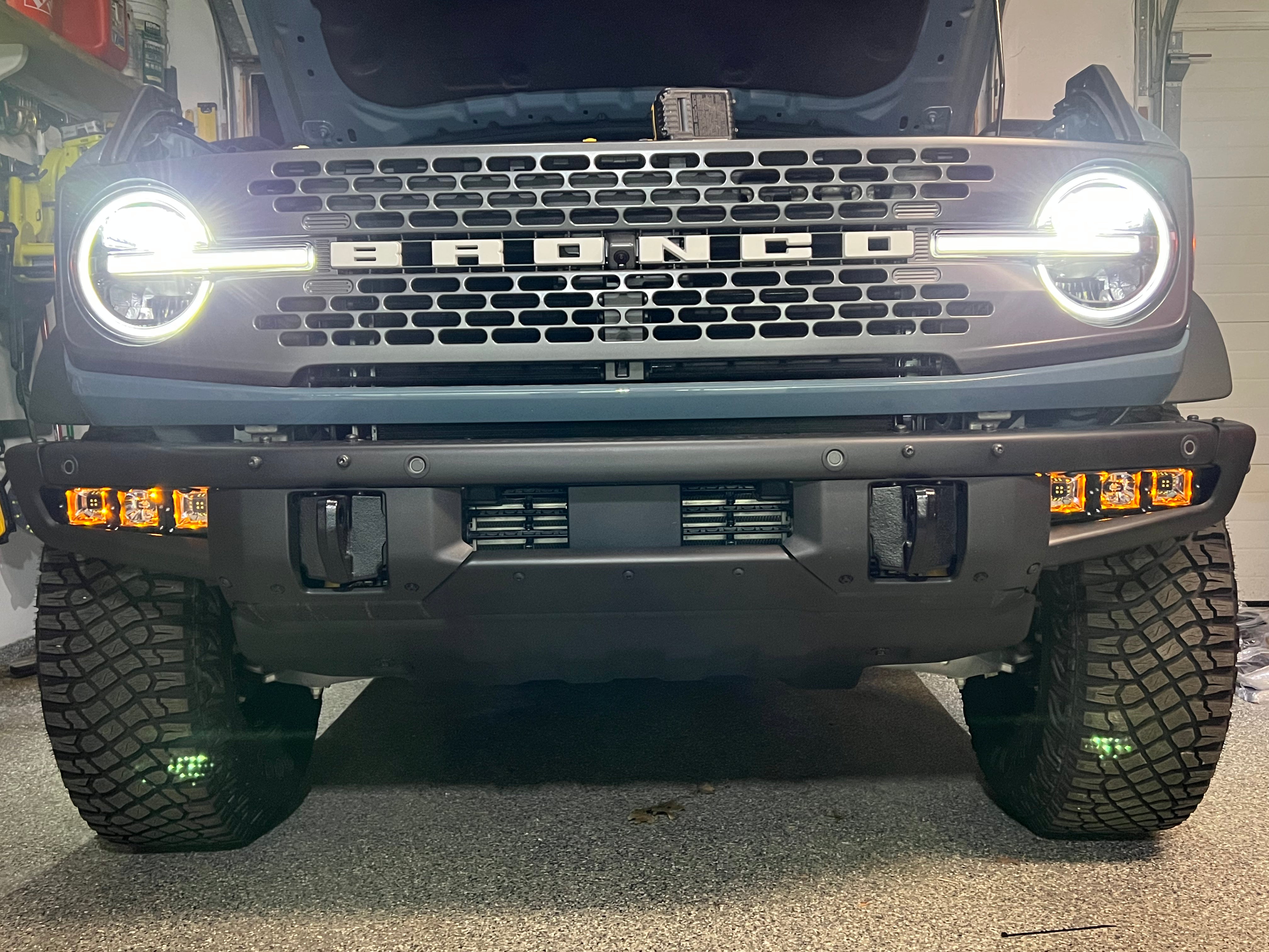 SPV Parts 2021-2023 Ford Bronco - NEW RGBW - Rigid Radiance/Scene Fog Light Kit w/amber backlight - Including Brackets/Harness (Modular Bumper, INCLUDING RAPTOR)