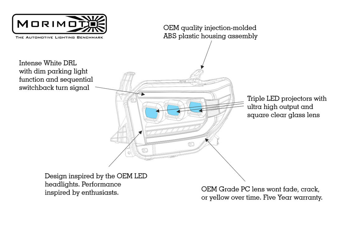 Morimoto Toyota Tundra (14-21): XB LED Headlights (White DRL) - LF532.2-ASM