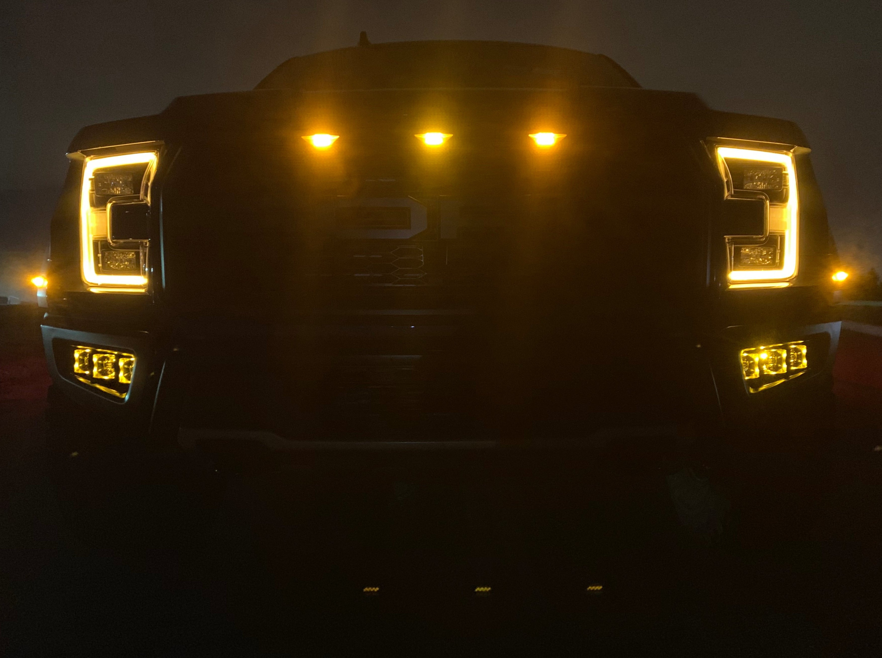 SPECIAL BUY - SPV Parts 2017-2020 Ford F-150 Raptor - Rigid Radiance/Scene Fog Amber LED Triple Fog Light Kit Including Brackets (20204 & 68204)