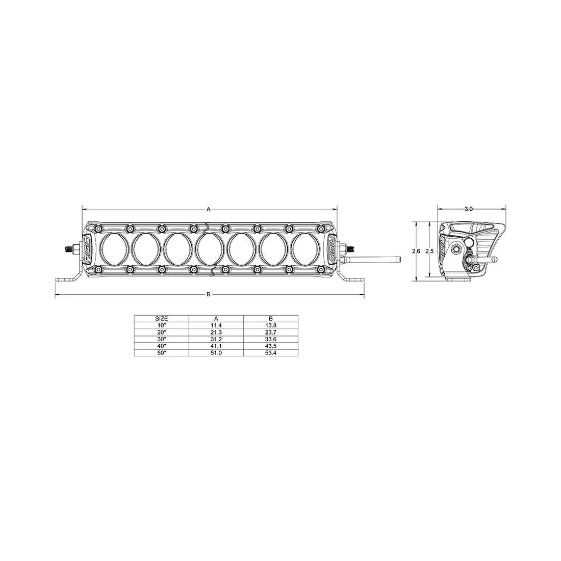 RIGID Industries Revolve Light Bar with Amber Backlight (10"-50" Lightbar Variations)
