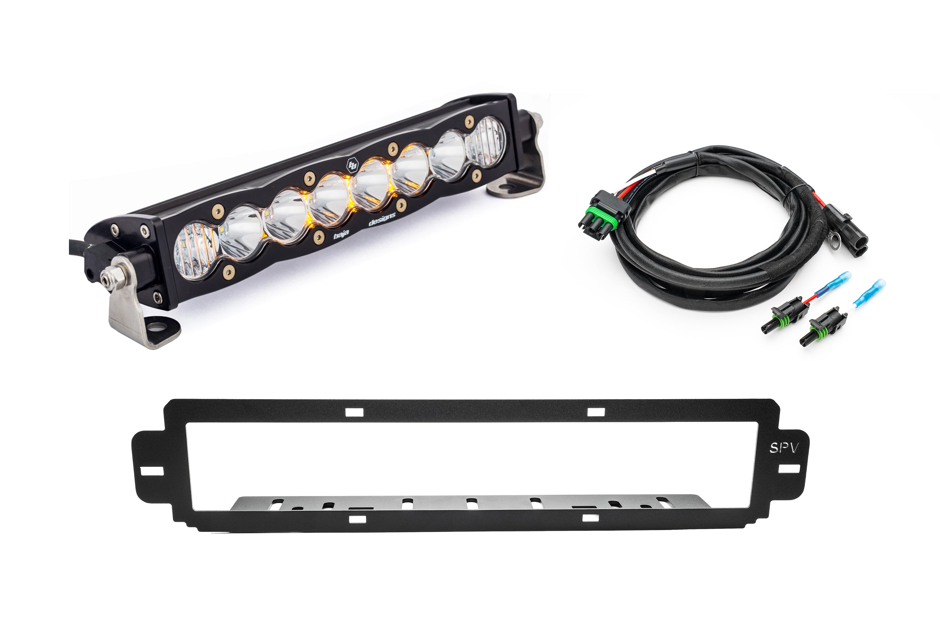 SPV Parts 2021-2025 Ford F-150 Raptor BUMPER Grille Baja Designs ONX6 or S8 Light Bar Kit (Works with BOTH Bumpers)