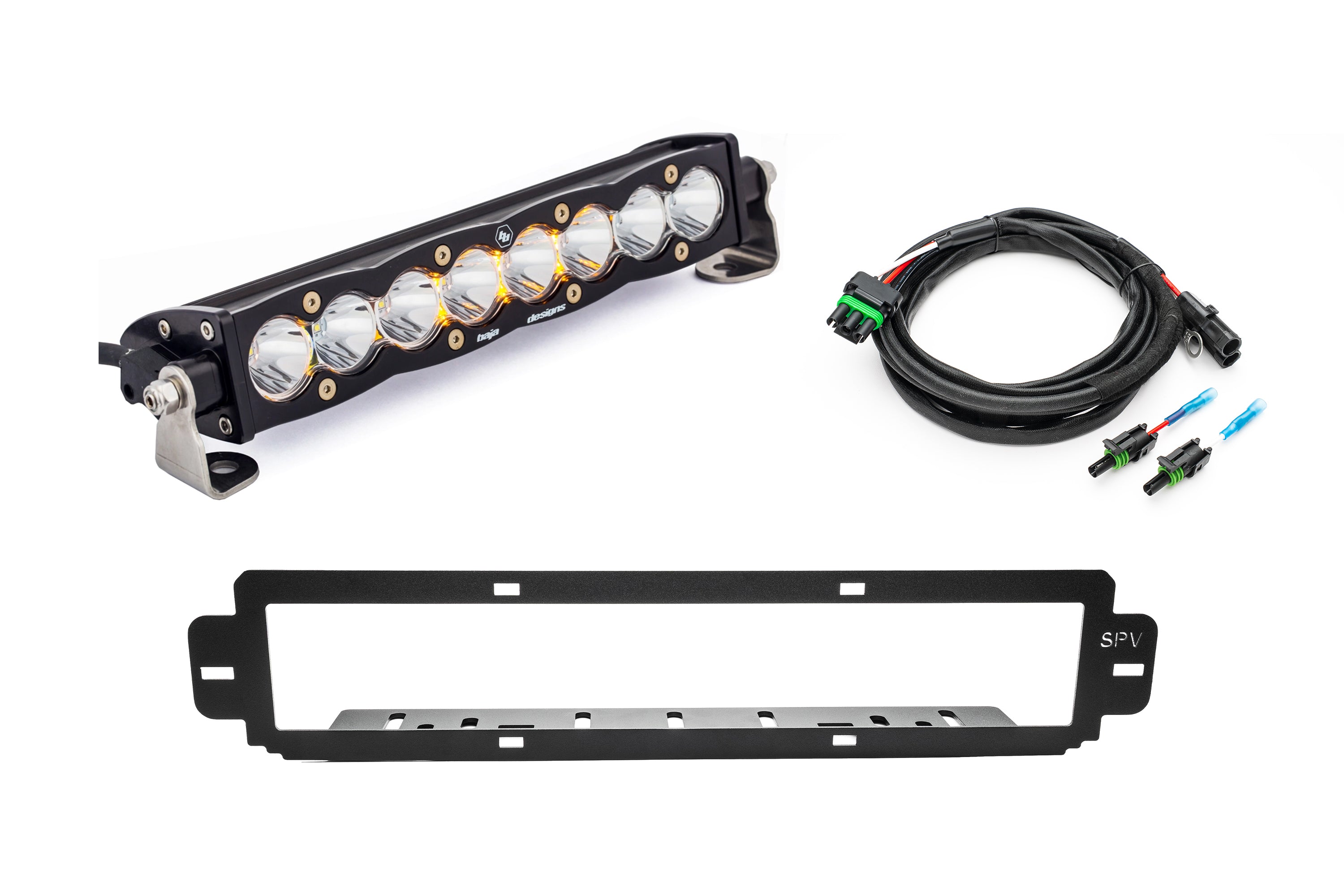 SPV Parts 2021-2025 Ford F-150 Raptor BUMPER Grille Baja Designs ONX6 or S8 Light Bar Kit (Works with BOTH Bumpers)