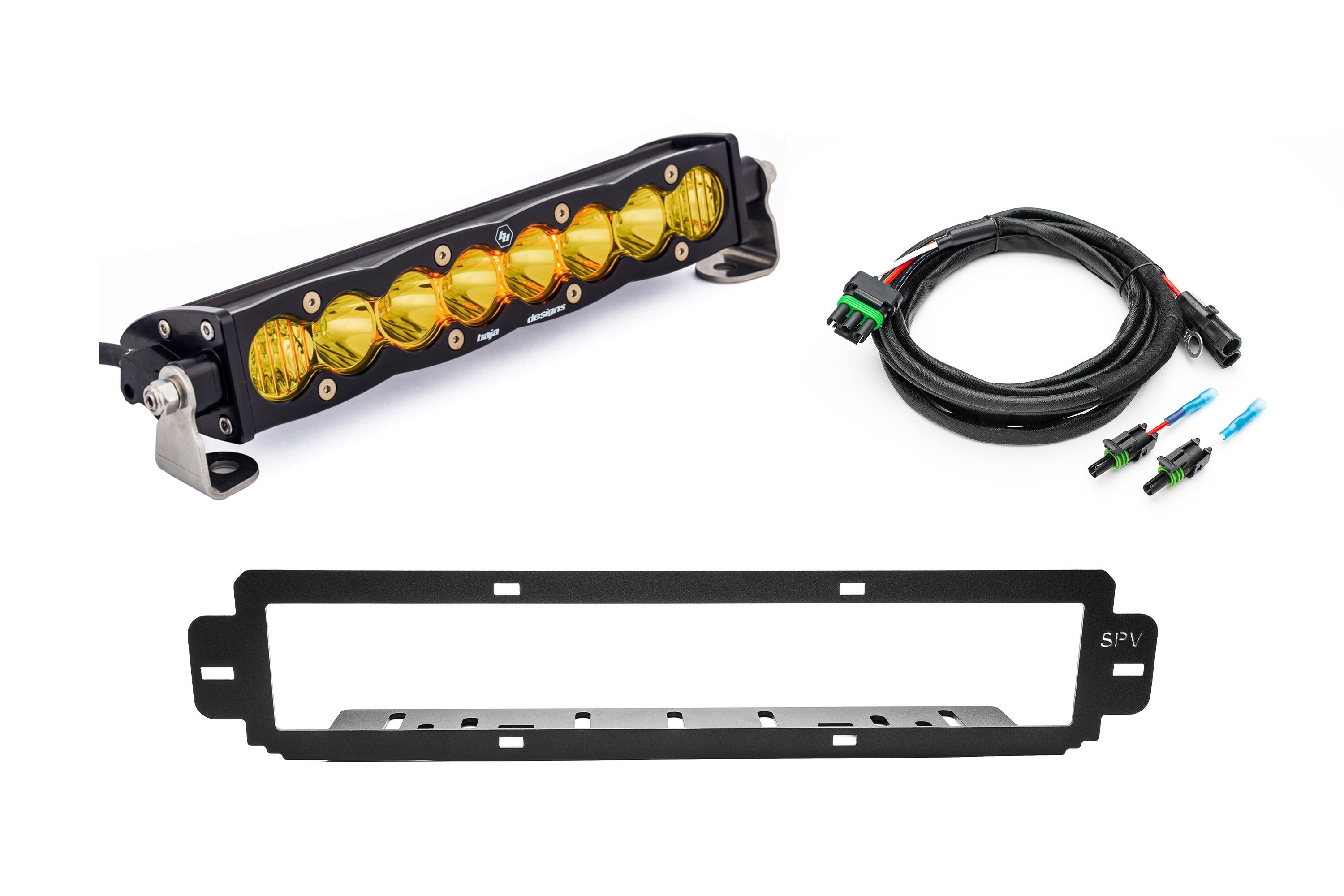 SPV Parts 2021-2025 Ford F-150 Raptor BUMPER Grille Baja Designs ONX6 or S8 Light Bar Kit (Works with BOTH Bumpers)
