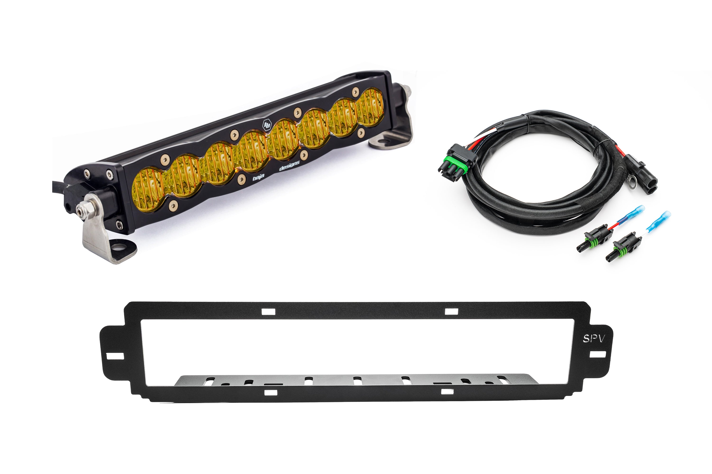 SPV Parts 2021-2025 Ford F-150 Raptor BUMPER Grille Baja Designs ONX6 or S8 Light Bar Kit (Works with BOTH Bumpers)