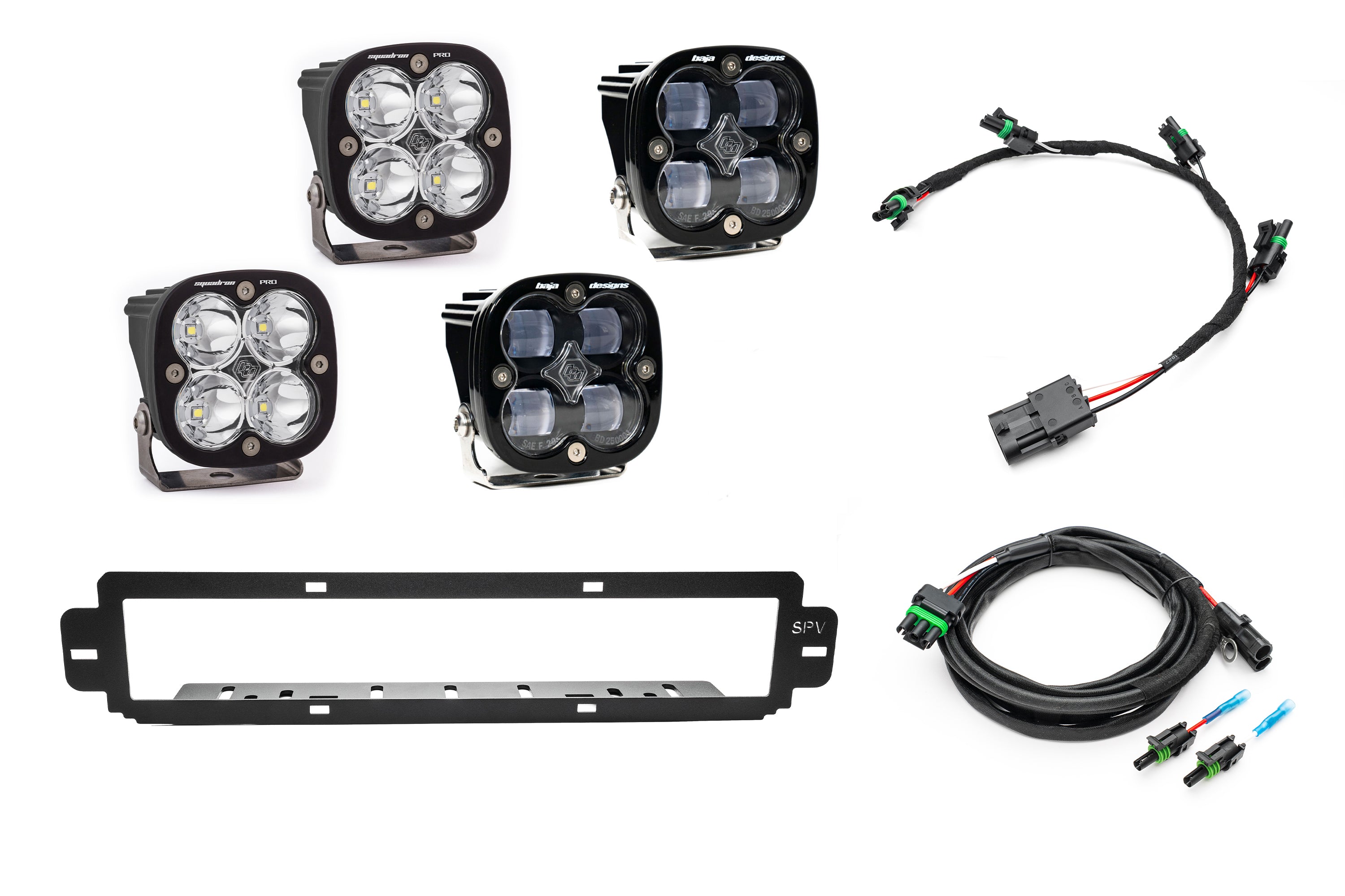 SPV Parts 2021-2025 Ford F-150 Raptor BUMPER Grille Baja Designs Squadron Light Kit (Works with BOTH Bumpers)