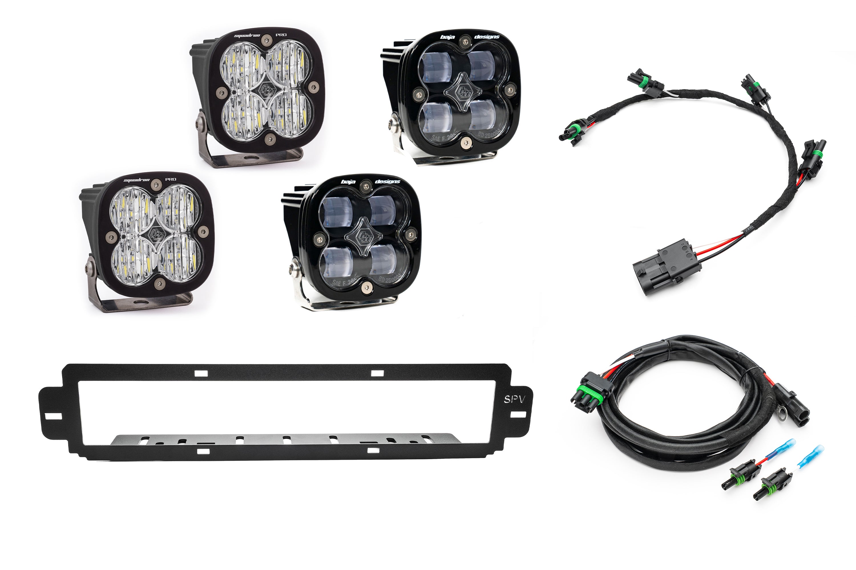 SPV Parts 2021-2025 Ford F-150 Raptor BUMPER Grille Baja Designs Squadron Light Kit (Works with BOTH Bumpers)