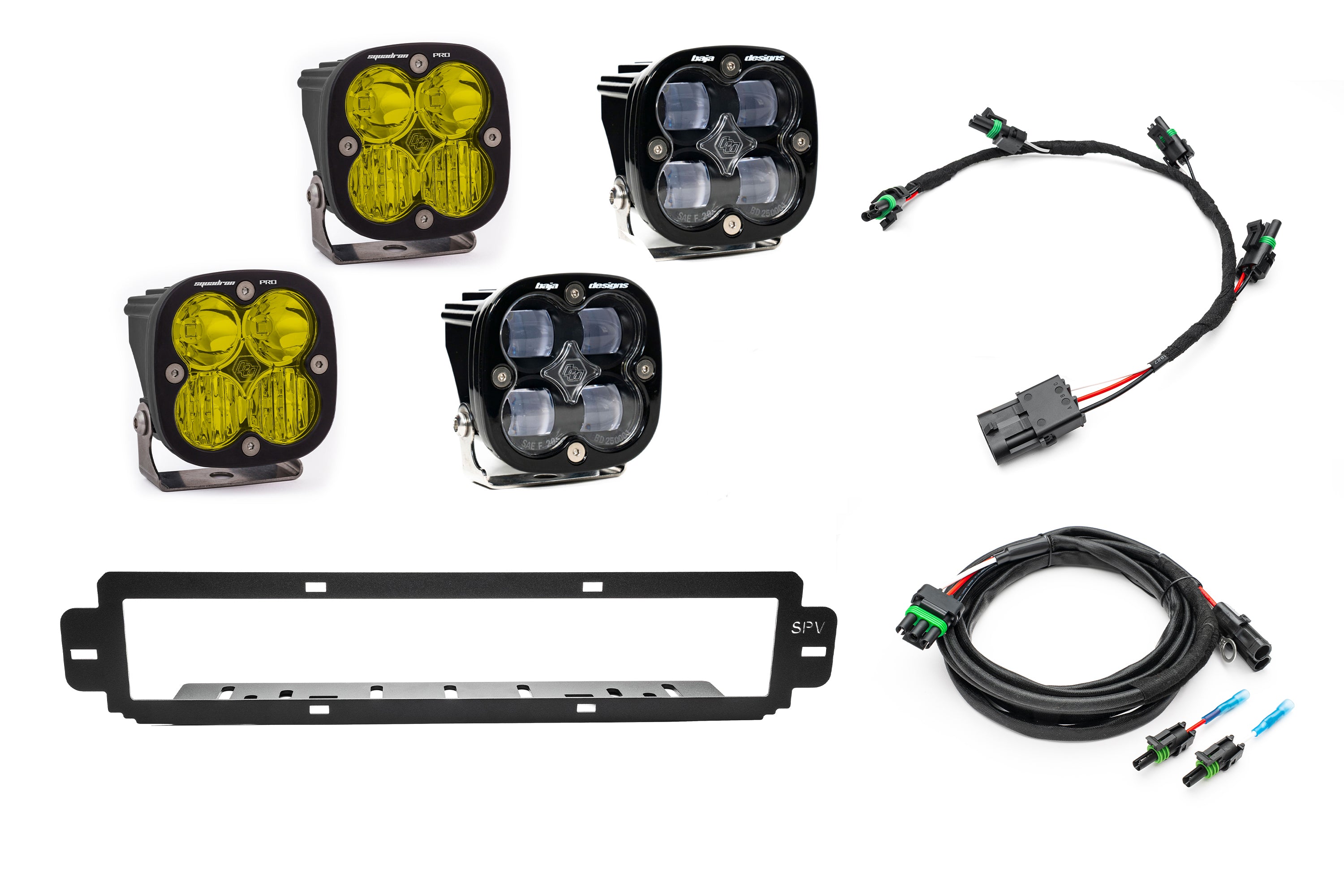 SPV Parts 2021-2025 Ford F-150 Raptor BUMPER Grille Baja Designs Squadron Light Kit (Works with BOTH Bumpers)