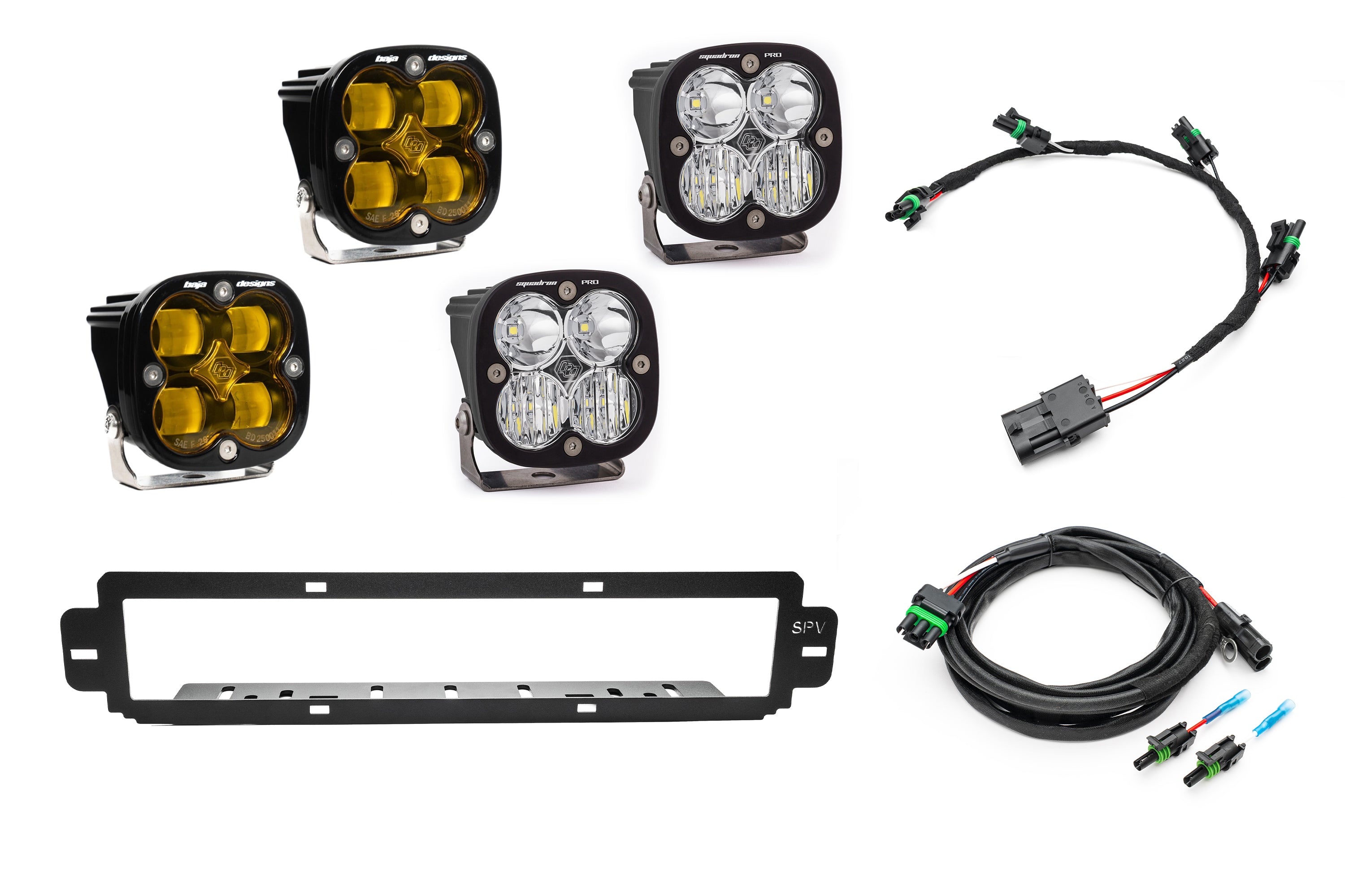 SPV Parts 2021-2025 Ford F-150 Raptor BUMPER Grille Baja Designs Squadron Light Kit (Works with BOTH Bumpers)