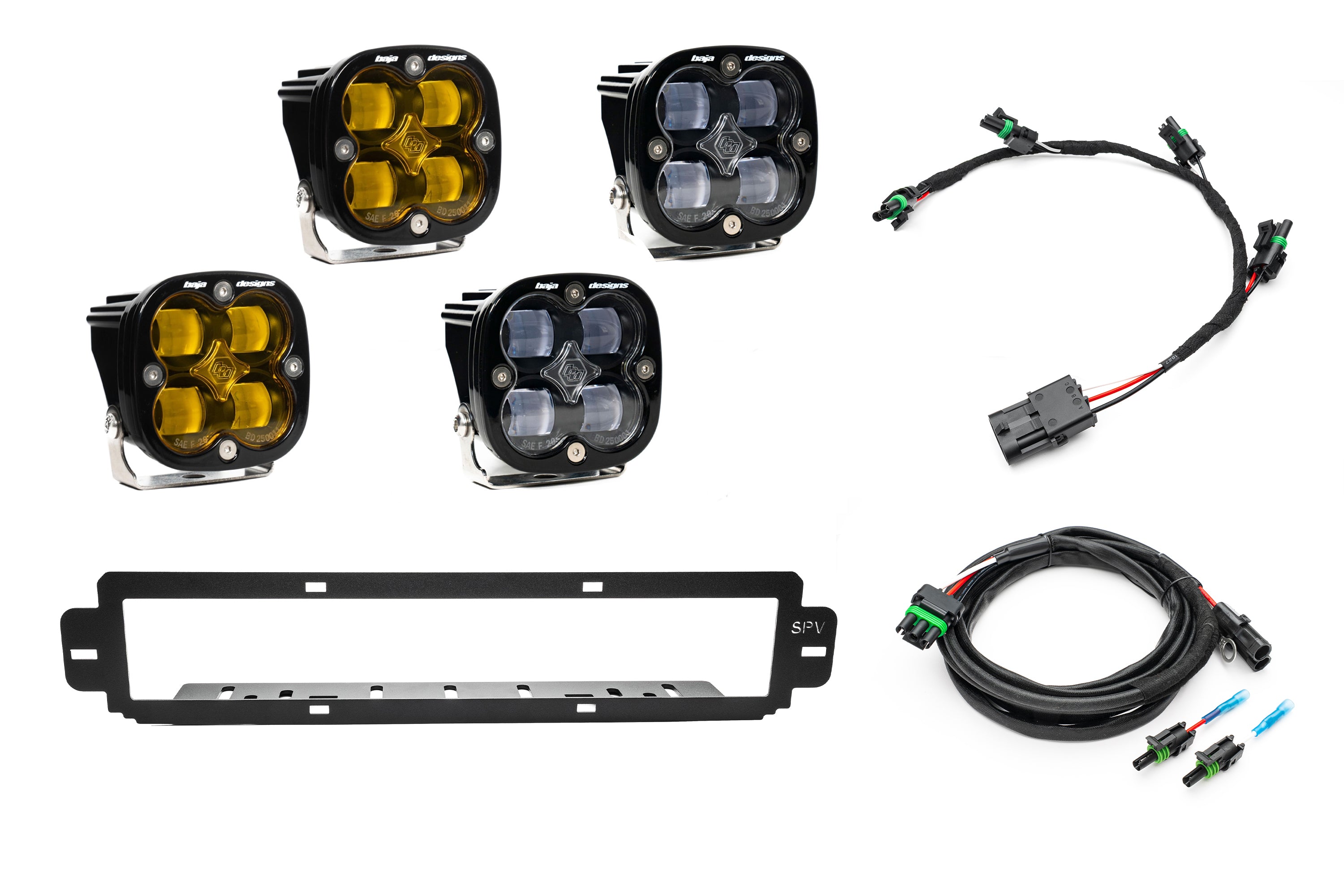 SPV Parts 2021-2025 Ford F-150 Raptor BUMPER Grille Baja Designs Squadron Light Kit (Works with BOTH Bumpers)