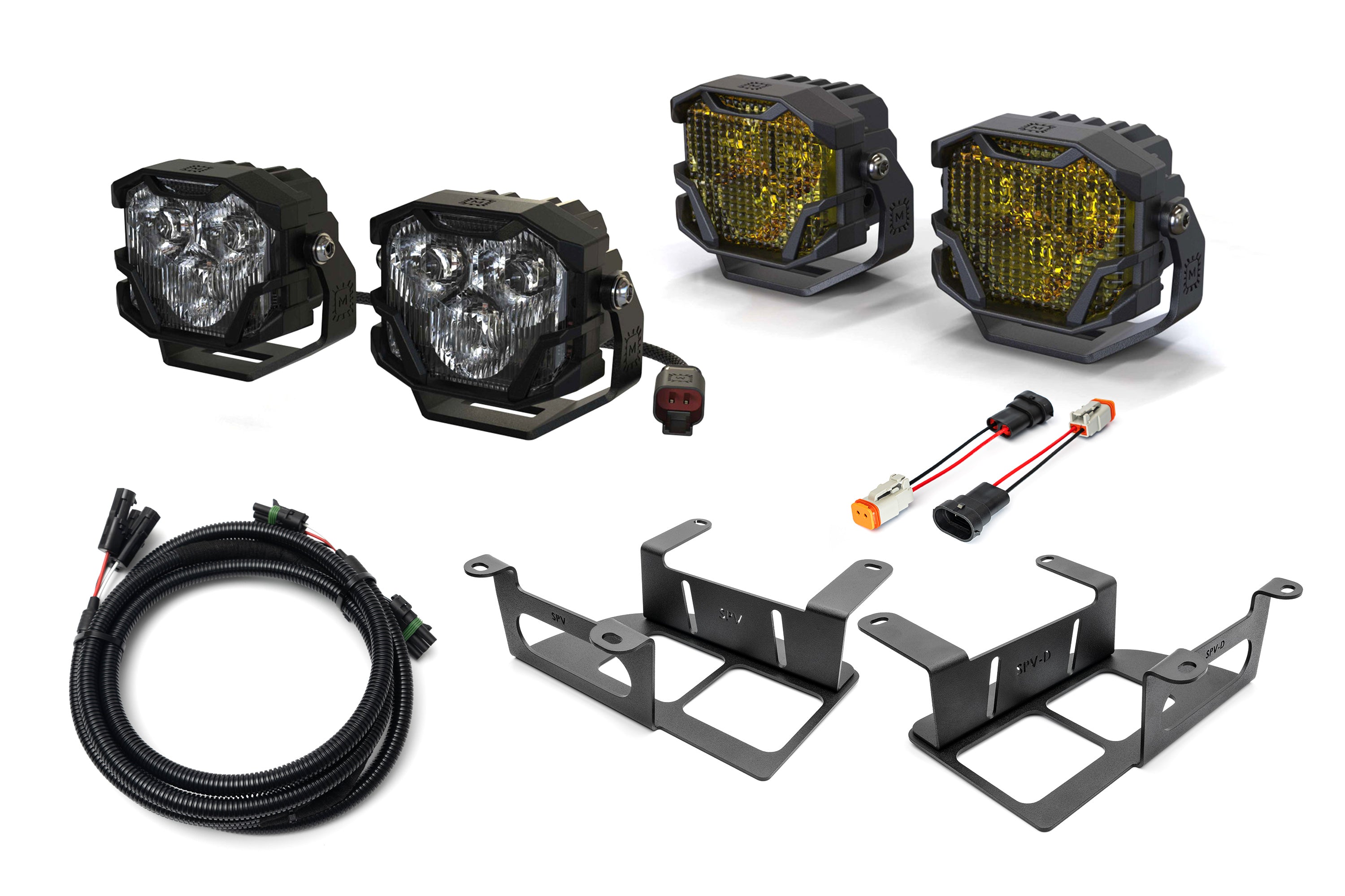 SPV Parts 2022 UP Ford Bronco (Capable Bumper) Morimoto 4Banger NCS & HXB Capable Bumper Fog Light Kit