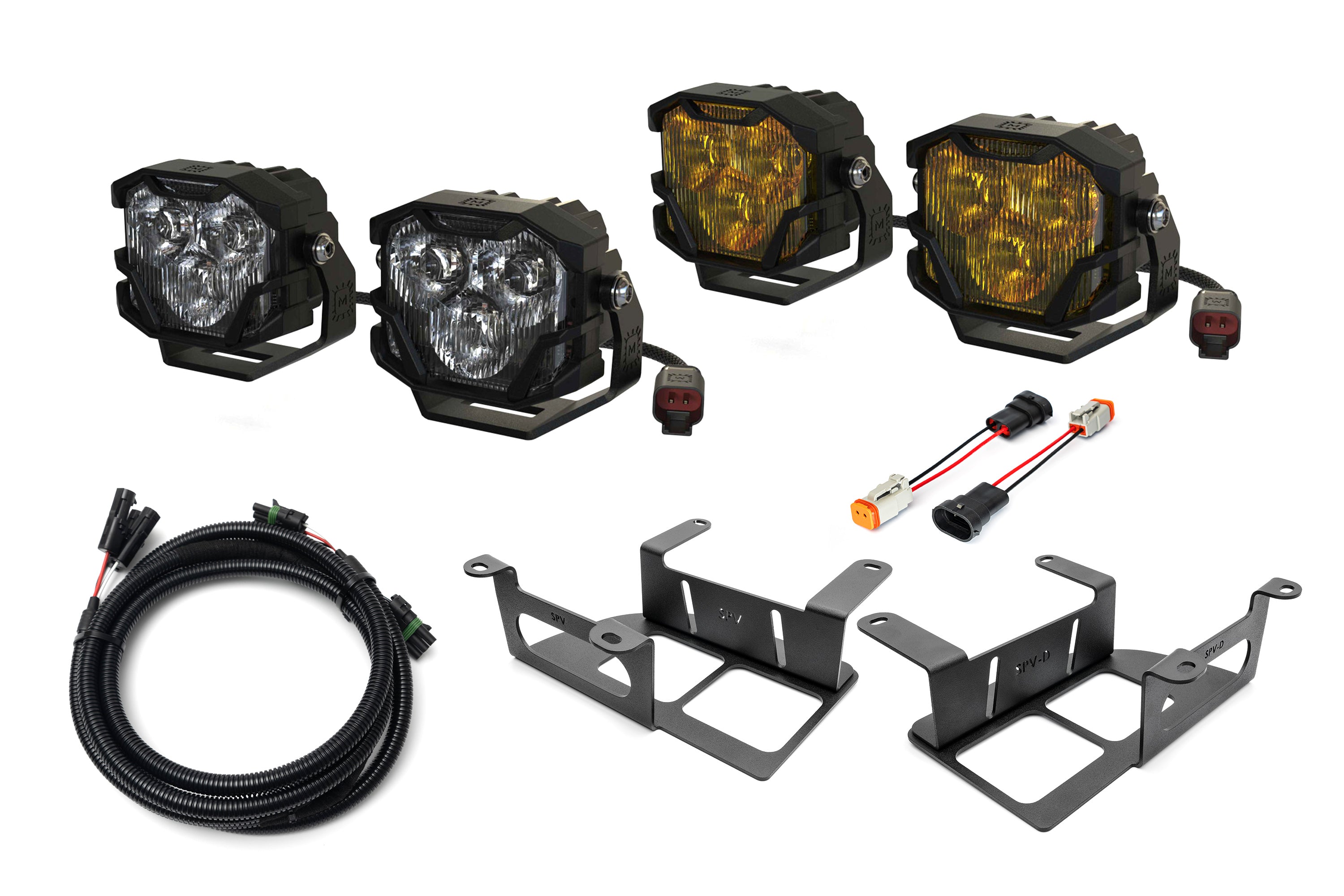 SPV Parts 2022 UP Ford Bronco (Capable Bumper) Morimoto 4Banger NCS & HXB Capable Bumper Fog Light Kit