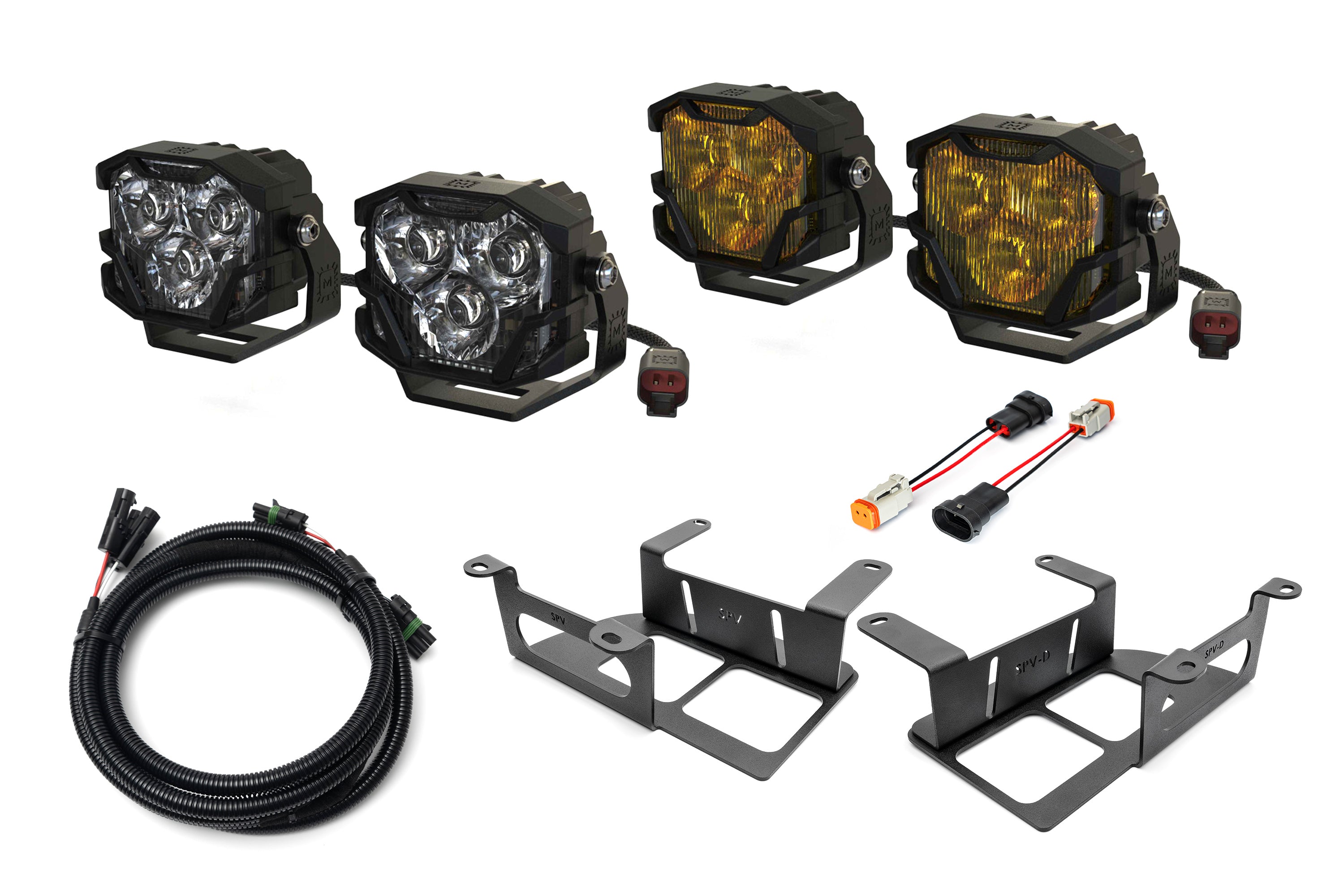 SPV Parts 2022 UP Ford Bronco (Capable Bumper) Morimoto 4Banger NCS & HXB Capable Bumper Fog Light Kit