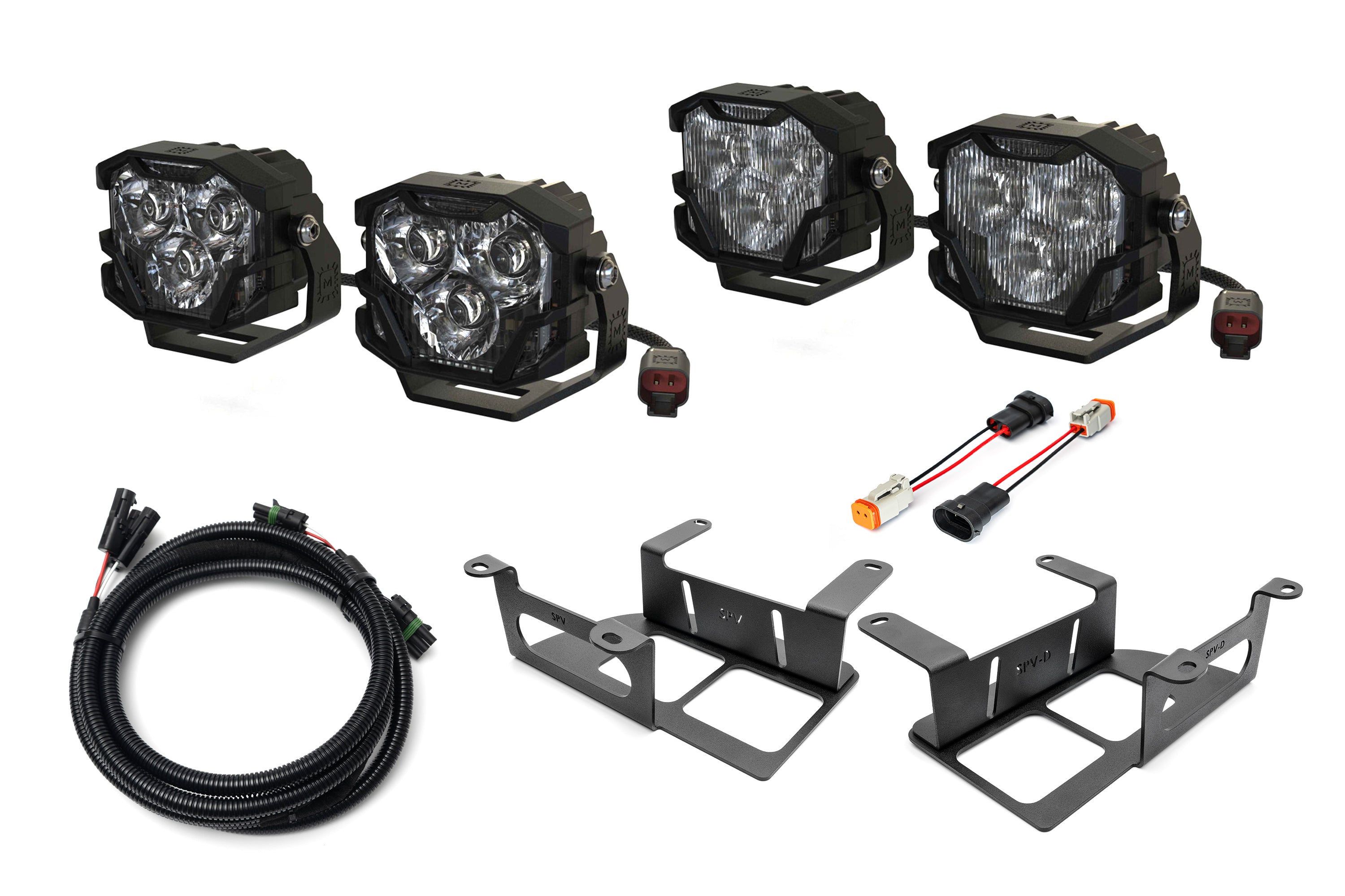 SPV Parts 2022 UP Ford Bronco (Capable Bumper) Morimoto 4Banger NCS & HXB Capable Bumper Fog Light Kit