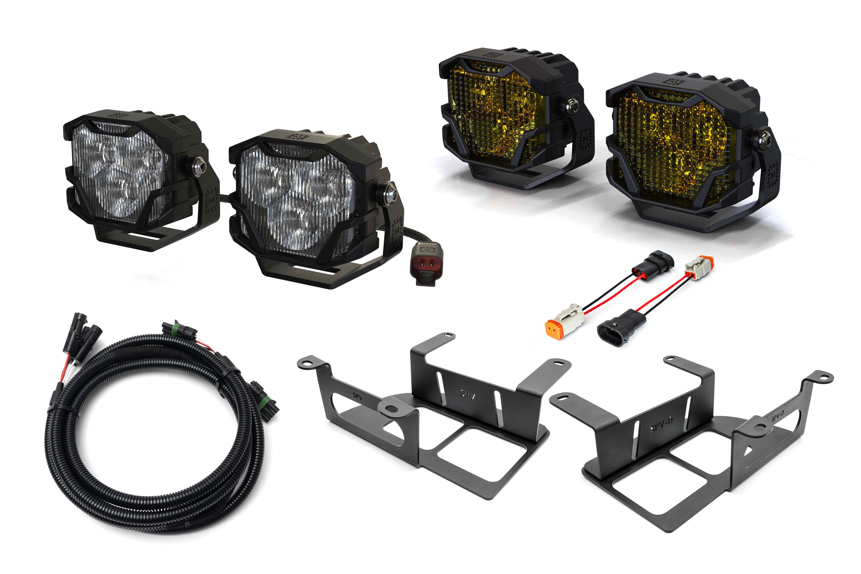 SPV Parts 2022 UP Ford Bronco (Capable Bumper) Morimoto 4Banger NCS & HXB Capable Bumper Fog Light Kit