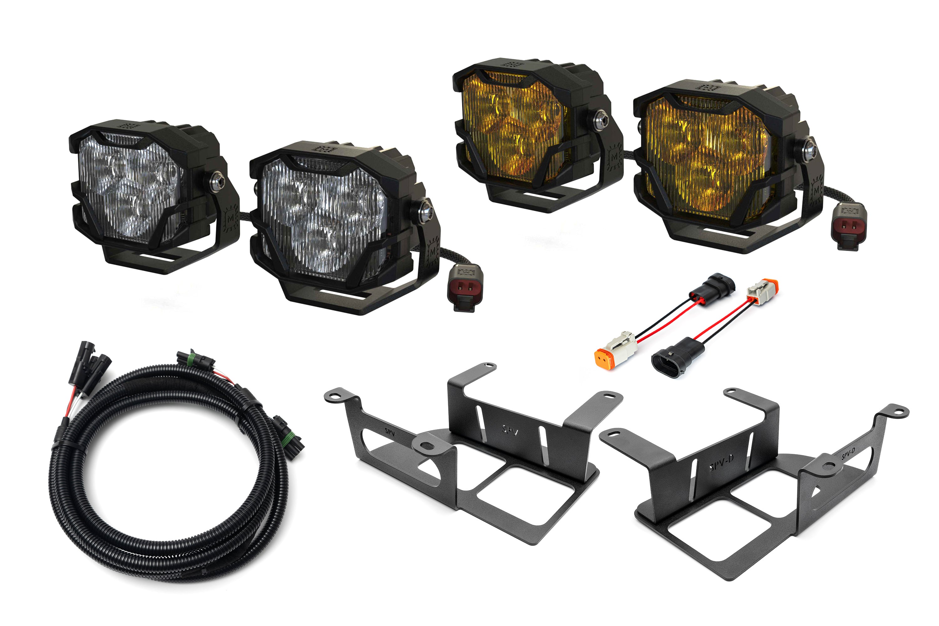 SPV Parts 2022 UP Ford Bronco (Capable Bumper) Morimoto 4Banger NCS & HXB Capable Bumper Fog Light Kit