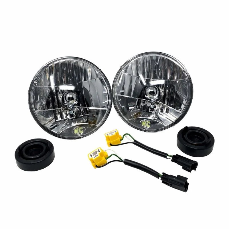 7" H4 DOT Halogen Headlights - Driving Beam - Pair - 07-18 Jeep JK