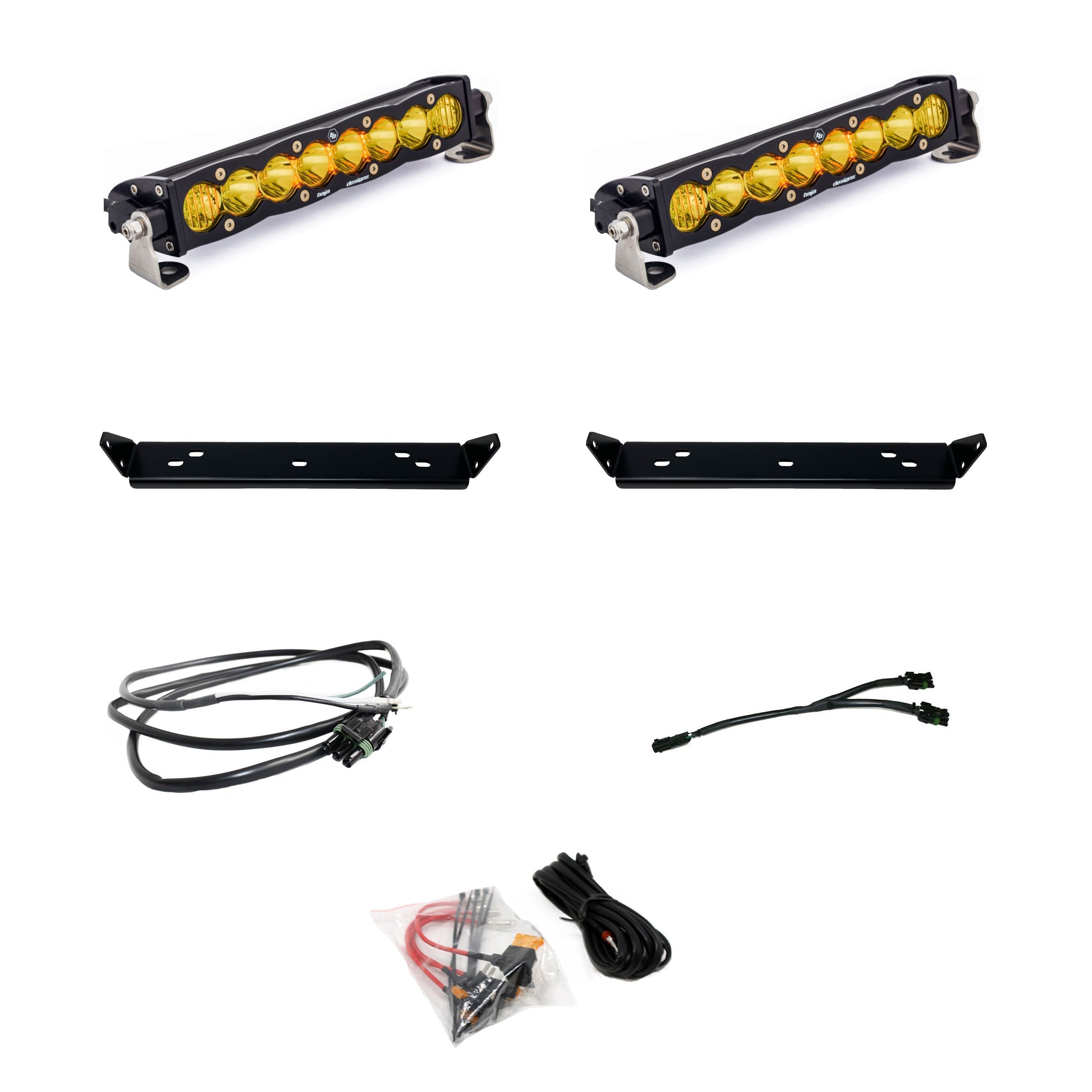 SPV Parts Customizable - Baja Designs S8 10 Inch Dual Behind Grille Light Bar Kit fit 21-On Ford Raptor