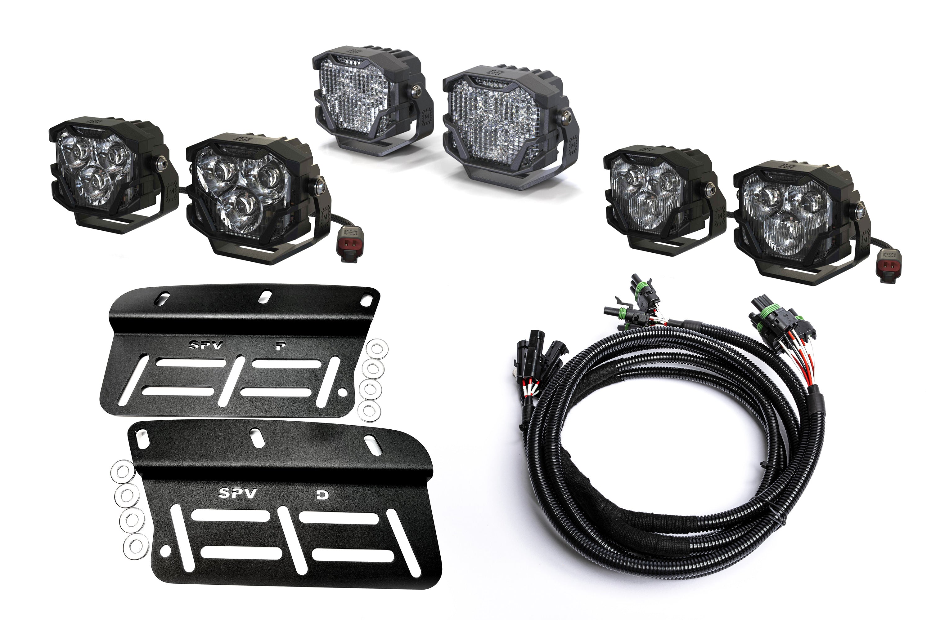 SPV Parts 2021-2024 Ford BRONCO (Including Raptor) Morimoto 4Banger (NCS & HXB) Triple Fog Light Kit For MODULAR Bumper
