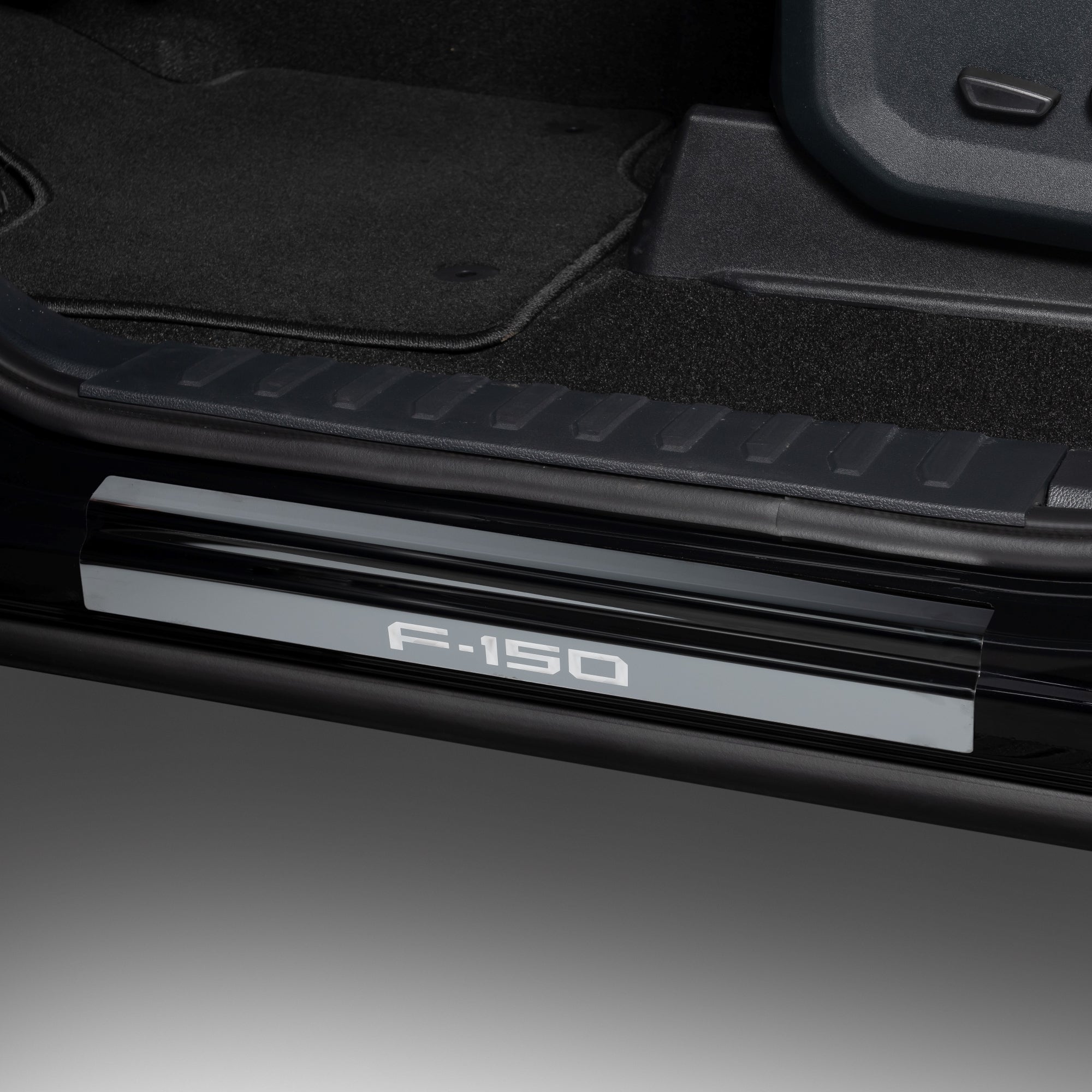 Putco F150 Logo Black Door Sill Plates Kit- Fits Ford F150 Regular Cab/SuperCab/Super Crew 2015-2025