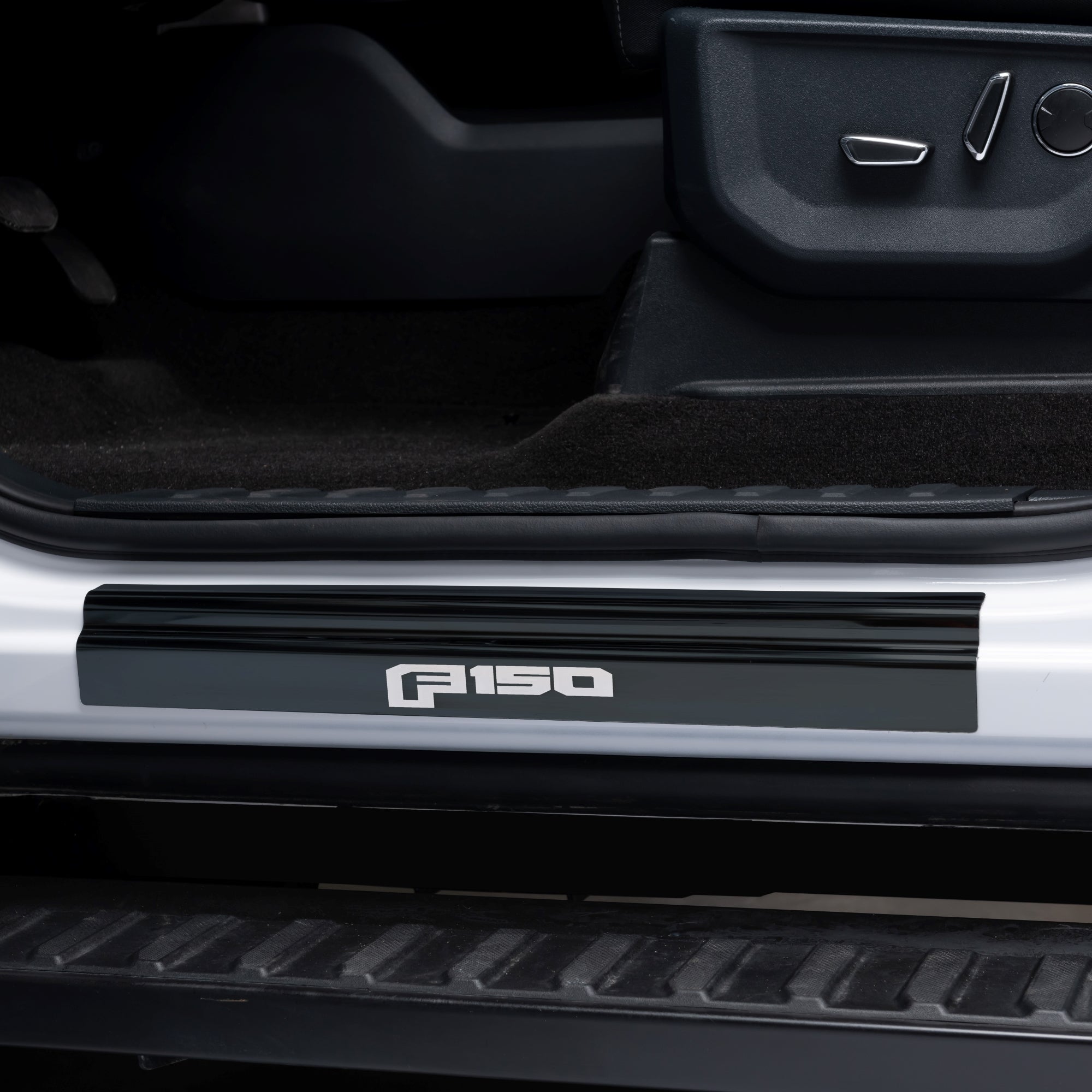 Putco F150 Logo Black Door Sill Plates Kit- Fits Ford F150 Regular Cab/SuperCab/Super Crew 2015-2025