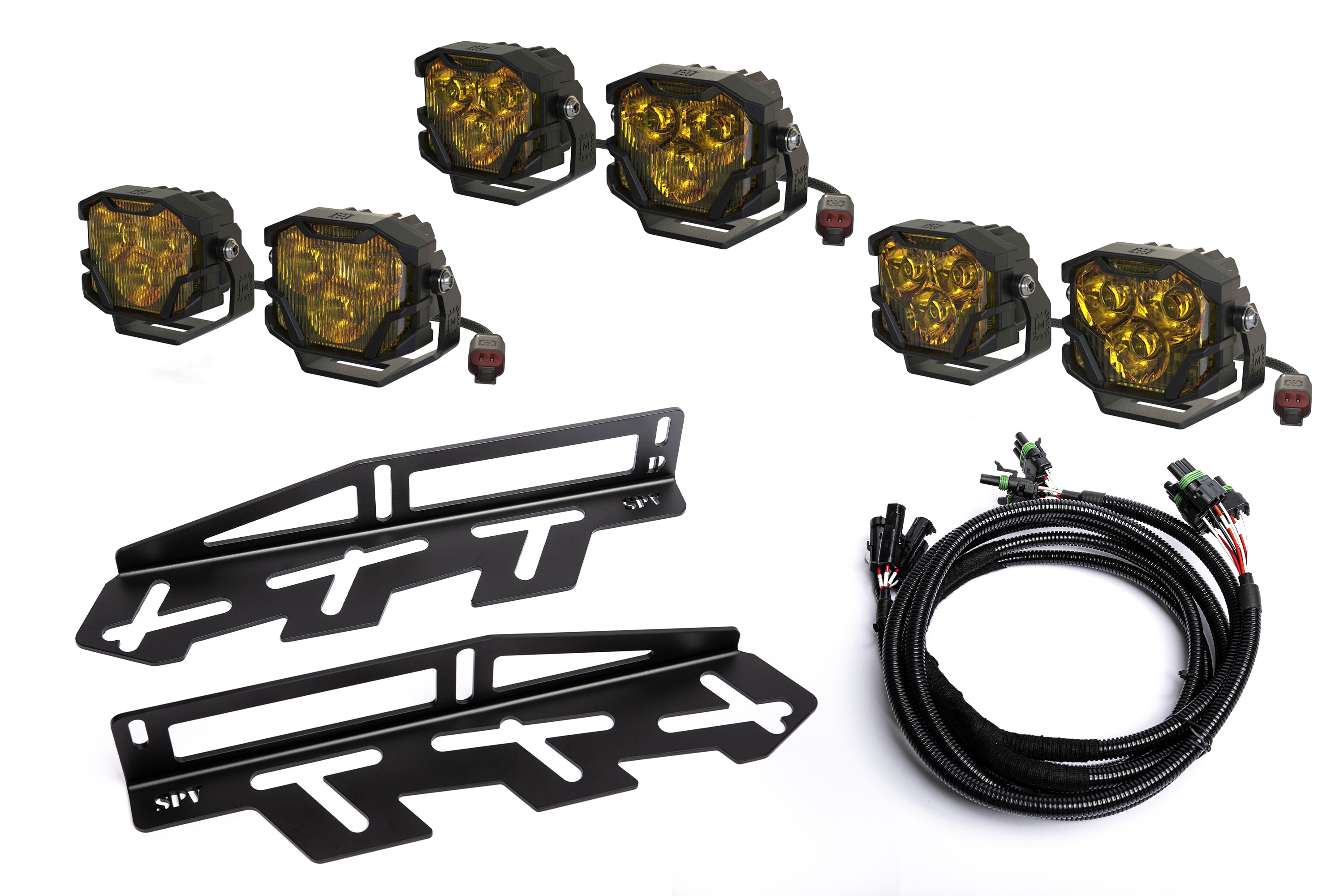 SPV Parts 2017-2020 Ford Raptor Morimoto 4Banger (NCS & HXB) Triple Fog Light Kit (With Brackets)