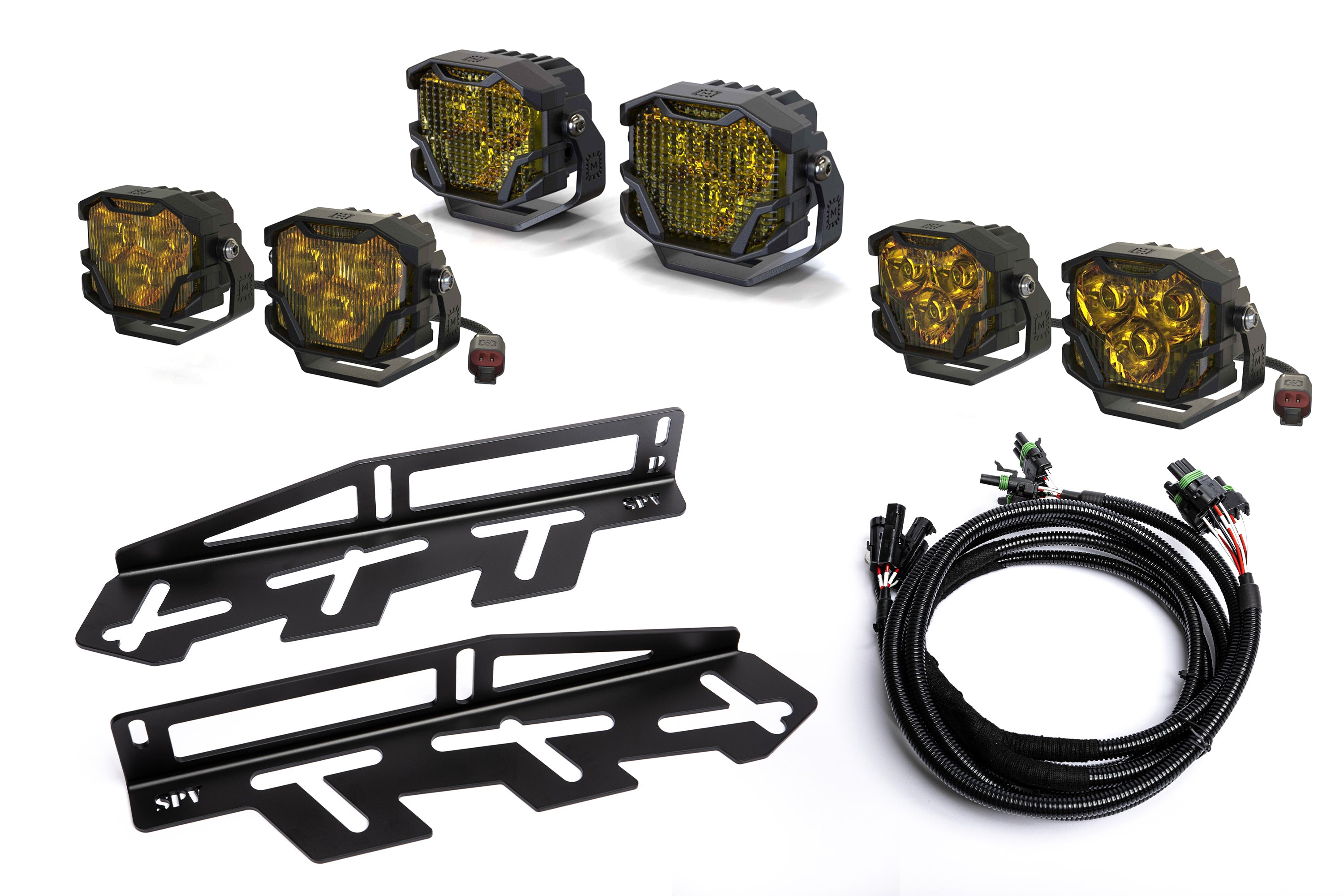 SPV Parts 2017-2020 Ford Raptor Morimoto 4Banger (NCS & HXB) Triple Fog Light Kit (With Brackets)