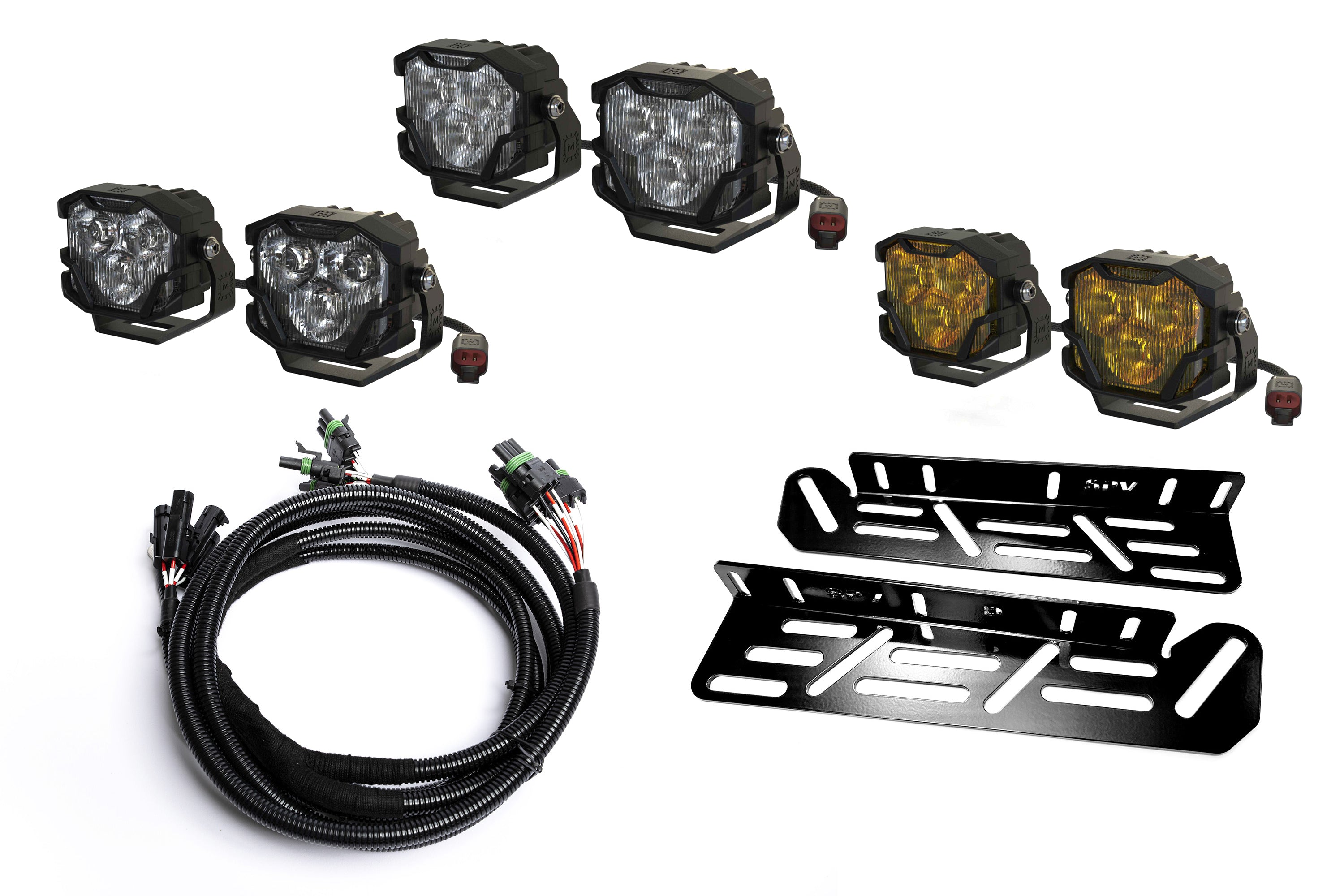 SPV Parts 2021-2024 Ford F-150 Raptor Morimoto 4Banger (NCS & HXB) Triple Fog Light Kit (With Brackets)