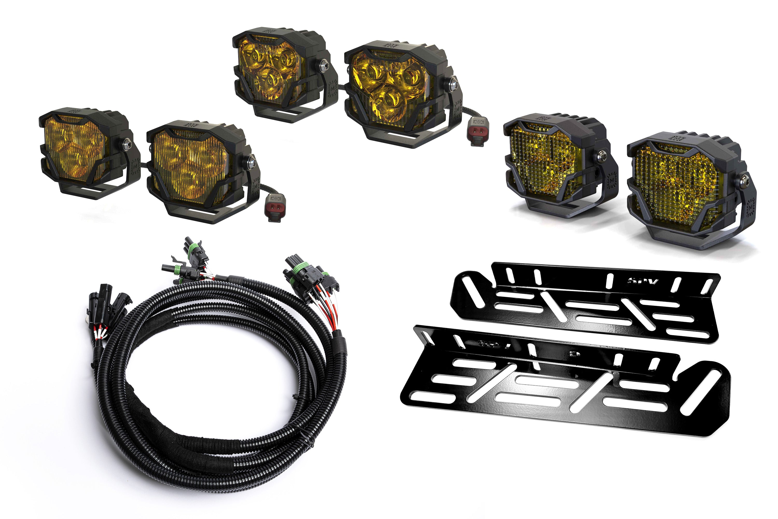 SPV Parts 2021-2024 Ford F-150 Raptor Morimoto 4Banger (NCS & HXB) Triple Fog Light Kit (With Brackets)