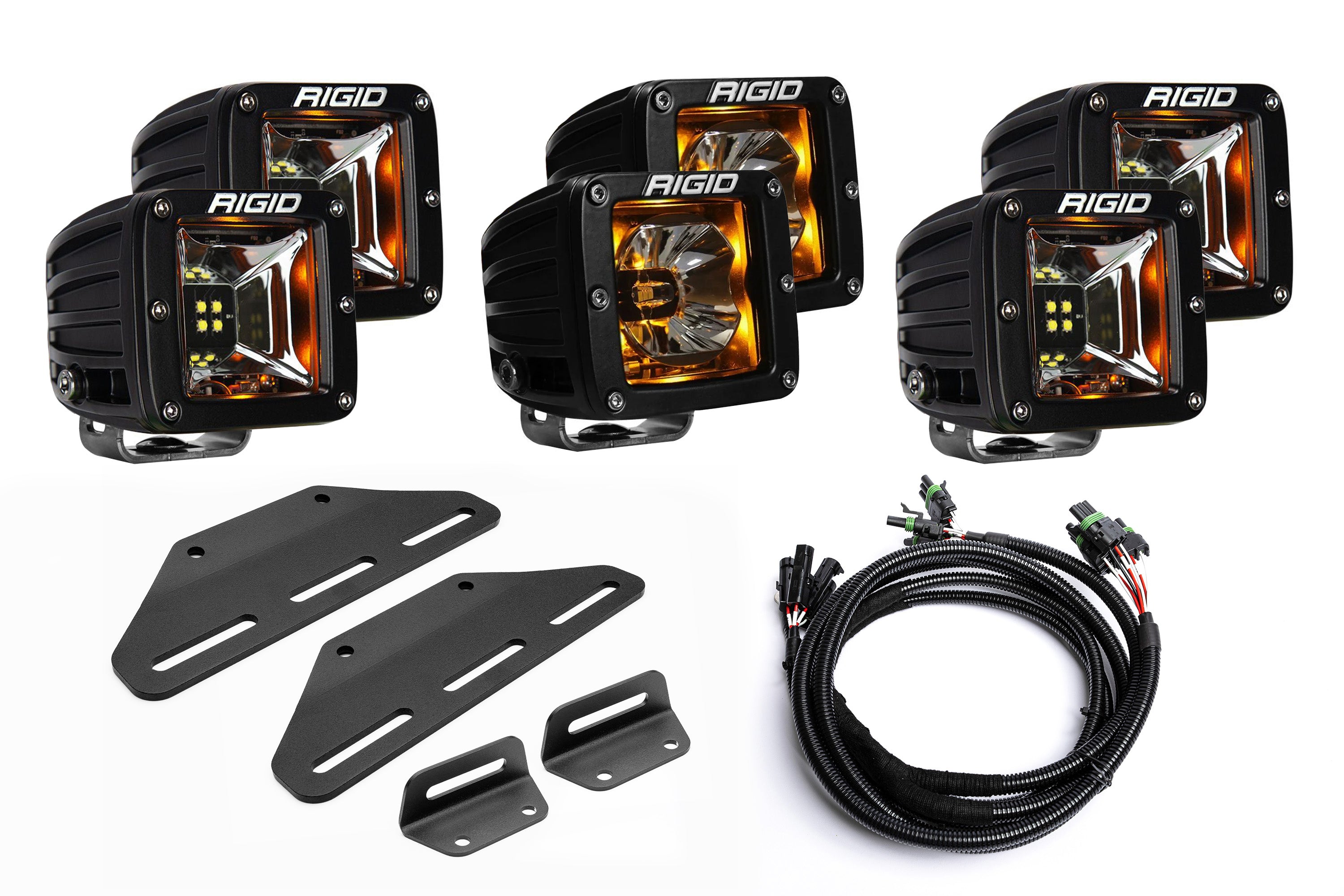 SPV Parts 2024+ Raptor MODULAR BUMPER - Rigid Radiance/Scene Triple POST Light Kit w/amber backlight - Including Brackets/Harness