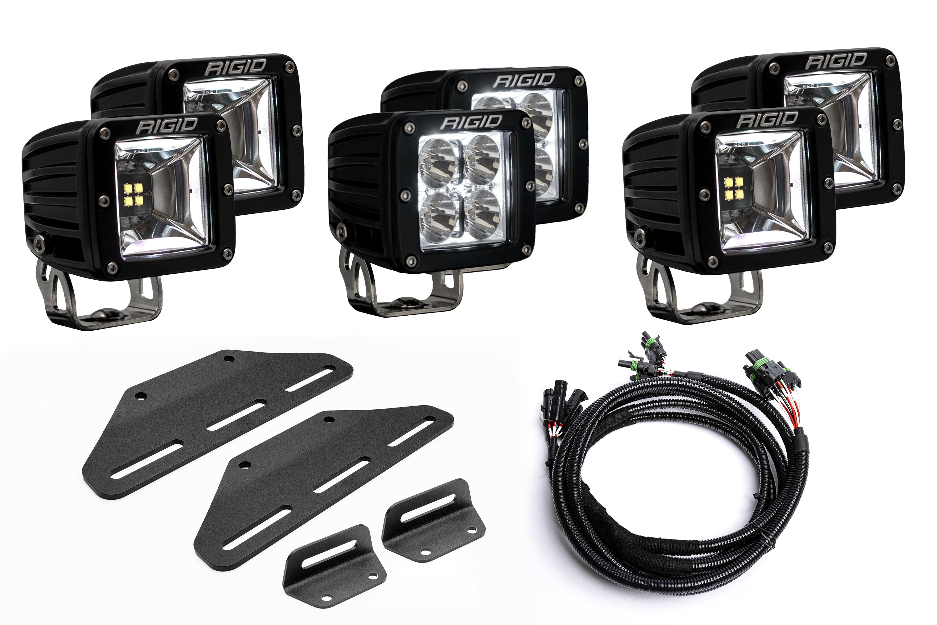 SPV Parts 2024 Raptor MODULAR BUMPER - Rigid Radiance/Scene Triple POST Light Kit w/amber backlight - Including Brackets/Harness