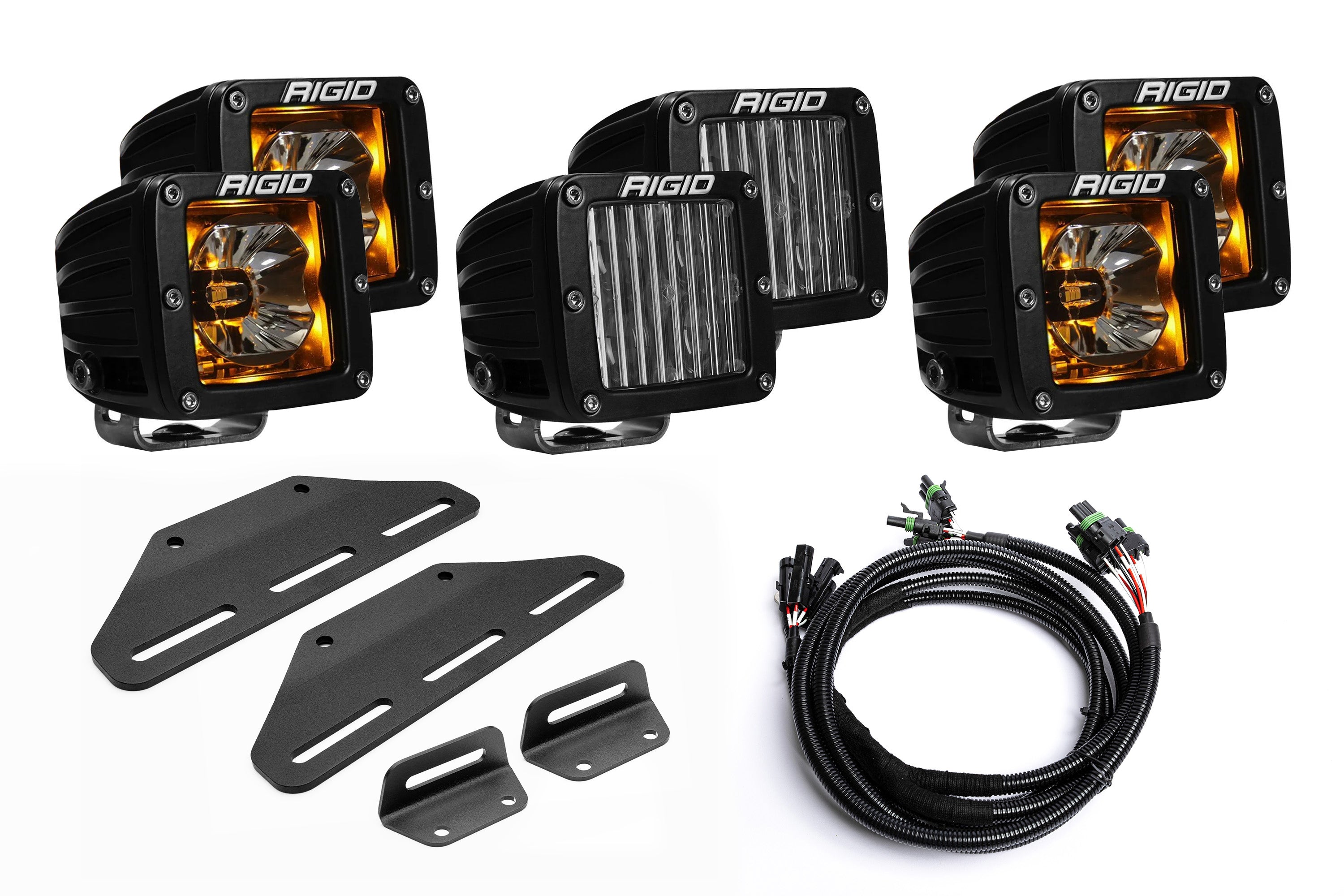 SPV Parts 2024+ Raptor MODULAR BUMPER - Rigid Radiance/Scene Triple POST Light Kit w/amber backlight - Including Brackets/Harness