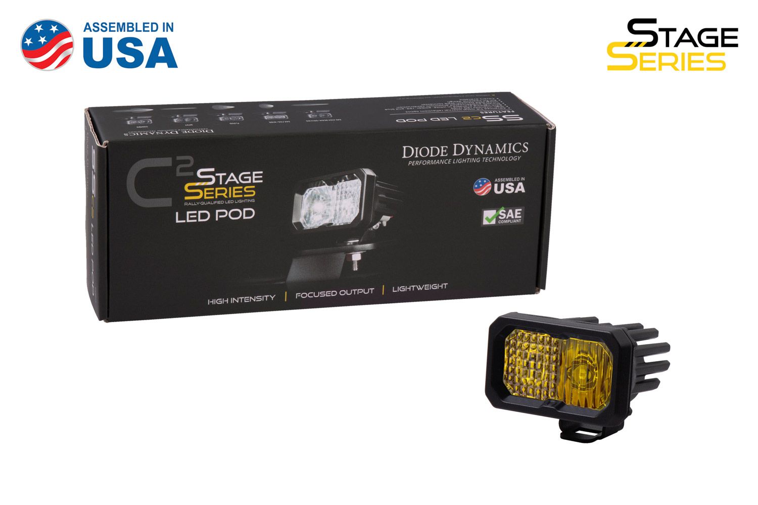 Stage Series 2" SAE Yellow Pro Standard LED Pod (one)