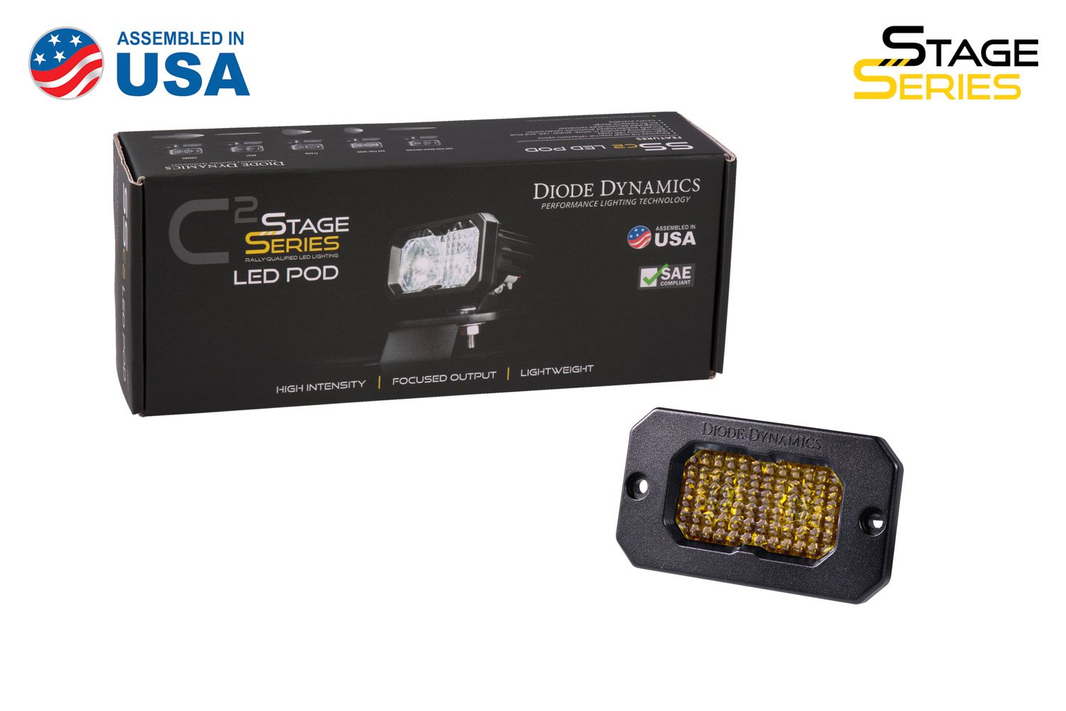 Stage Series 2" SAE Yellow Sport Flush Mount LED Pod (one)