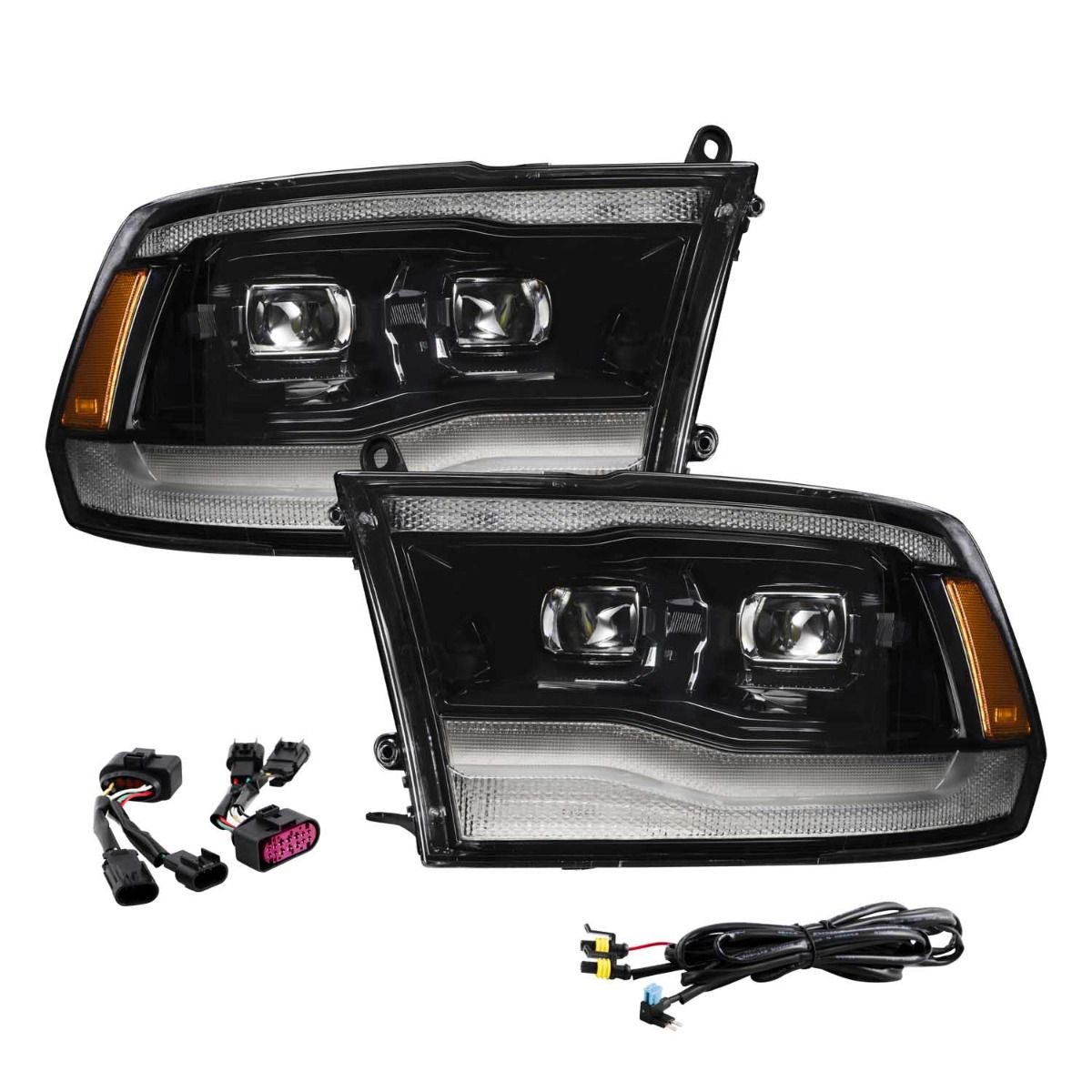 2009-2018 RAM 1500/2500/3500 LED PROJECTOR HEADLIGHTS (PAIR) (FL0016)
