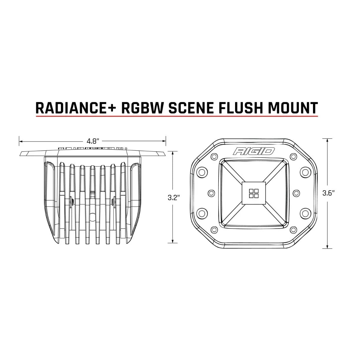 Rigid Industries Radiance SCENE RED Backlit FLUSH MOUNT LED Lights (Sold in Pairs)
