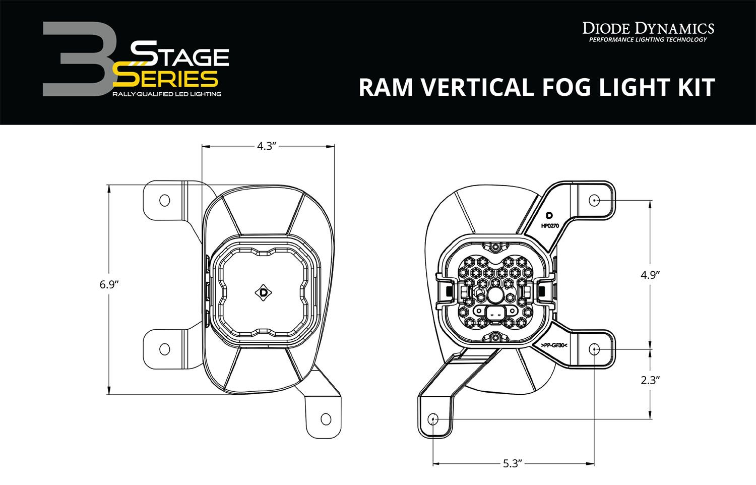 SS3 LED Fog Light Kit For 2013-2018 Ram 1500