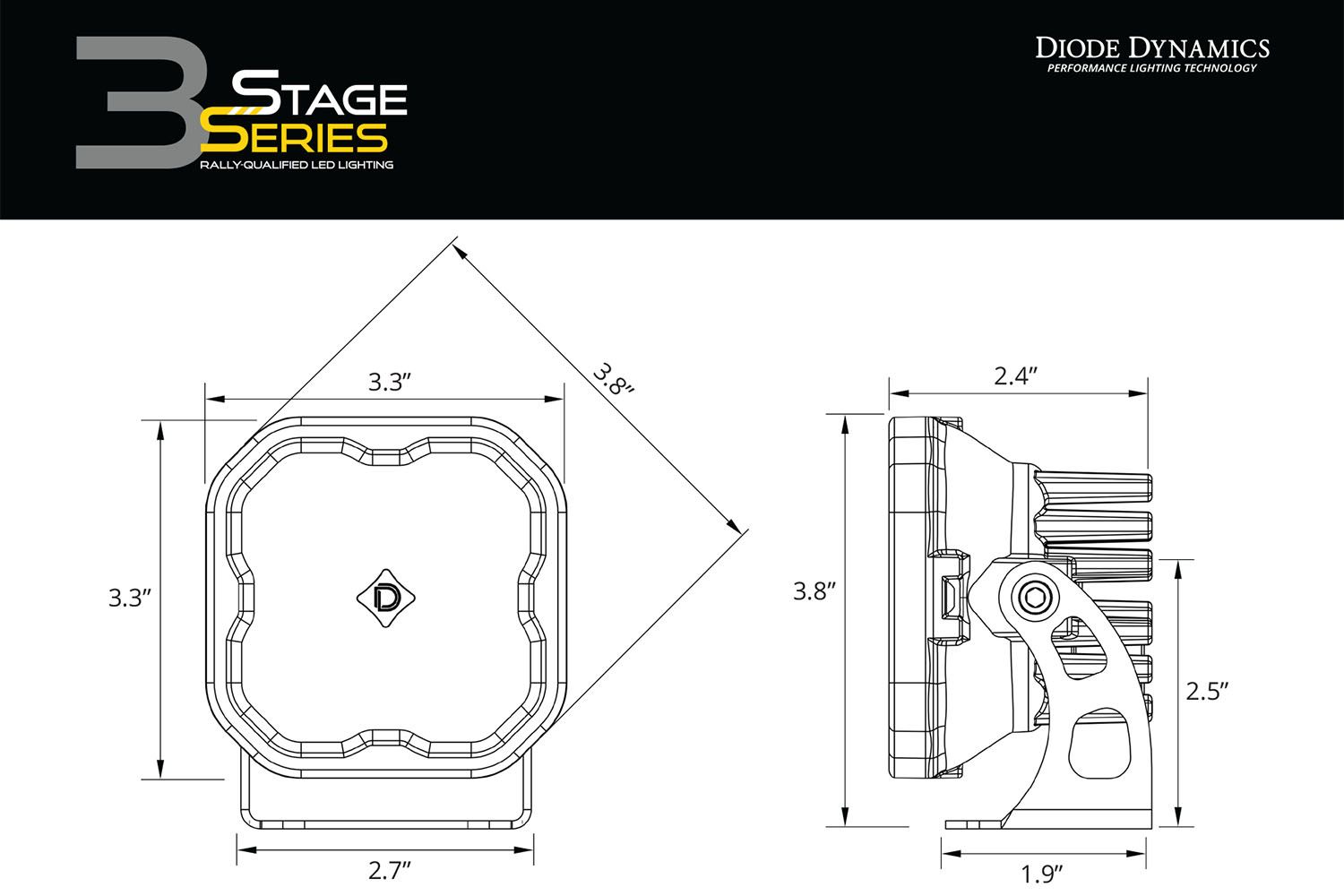 Stage Series 3" SAE/DOT White Max LED Pod (one)