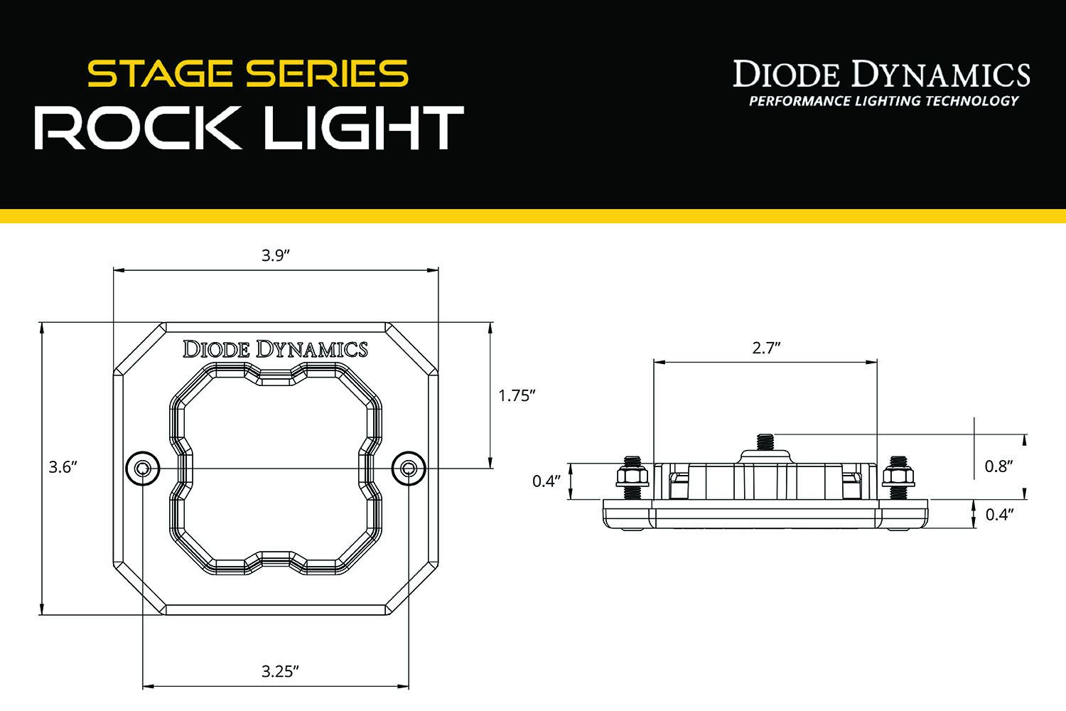 Diode Dynamics Stage Series Rock Light Flush Mount, Surface Mount, or Roll Bar Mount Adapter Kit (one) - DD7463 / DD7462 / DD7464