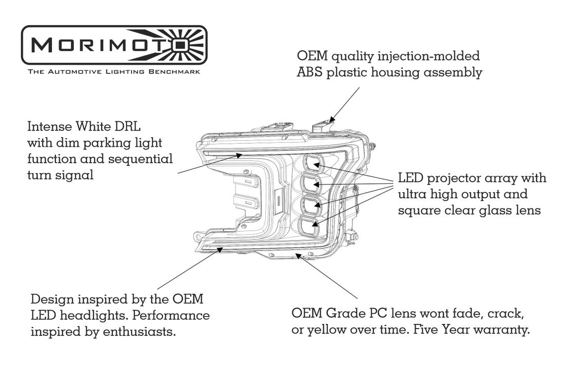 Morimoto Ford F-150 (18-20): XB LED Headlights - LF501.2-ASM (White DRL)