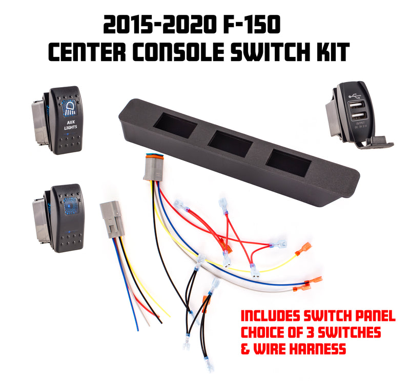 SPV Parts 2015-2020 F-150 3-Hole Switch Panel (COMPLETE KIT) Includes Panel, Choice of Switches and Wire Harness
