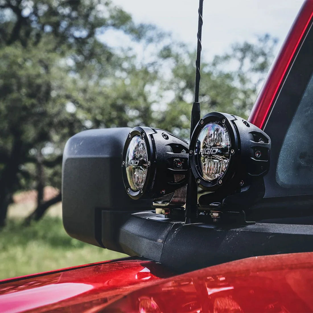 SPV Rigid 2021+ Double Bronco A-Pillar Light Kit with a set of 360 Spot and a set 360 Drive Lights