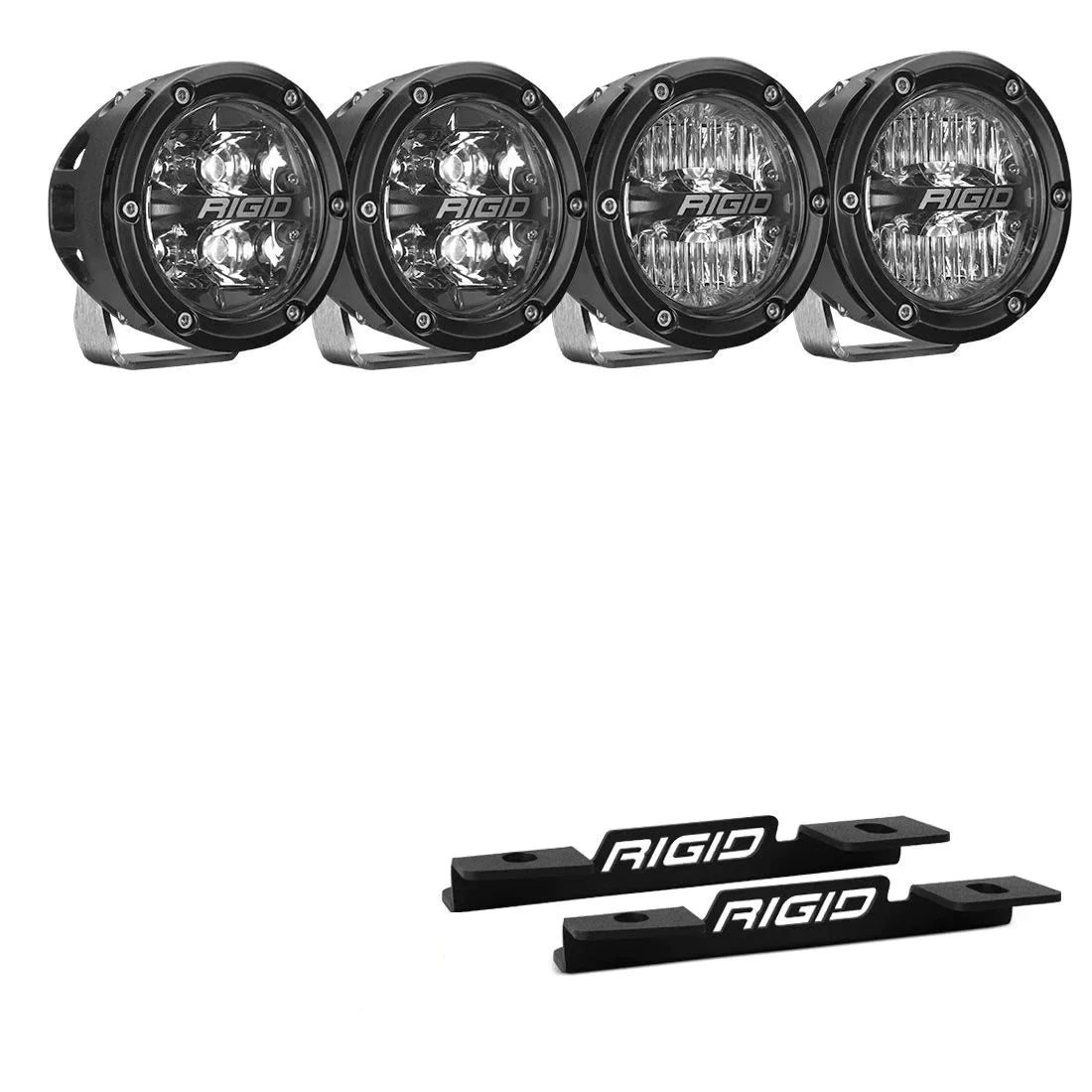 SPV Rigid 2021+ Double Bronco A-Pillar Light Kit with a set of 360 Spot and a set 360 Drive Lights