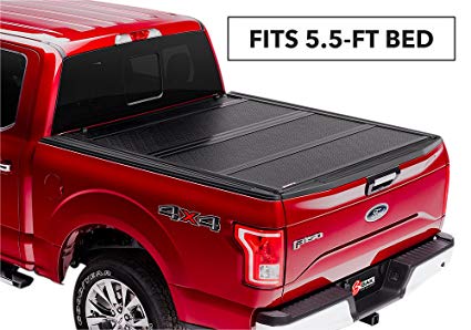 BAKFlip FiberMax Bed Cover 2015-2019 F-150 on a RED F-150 completely closed 