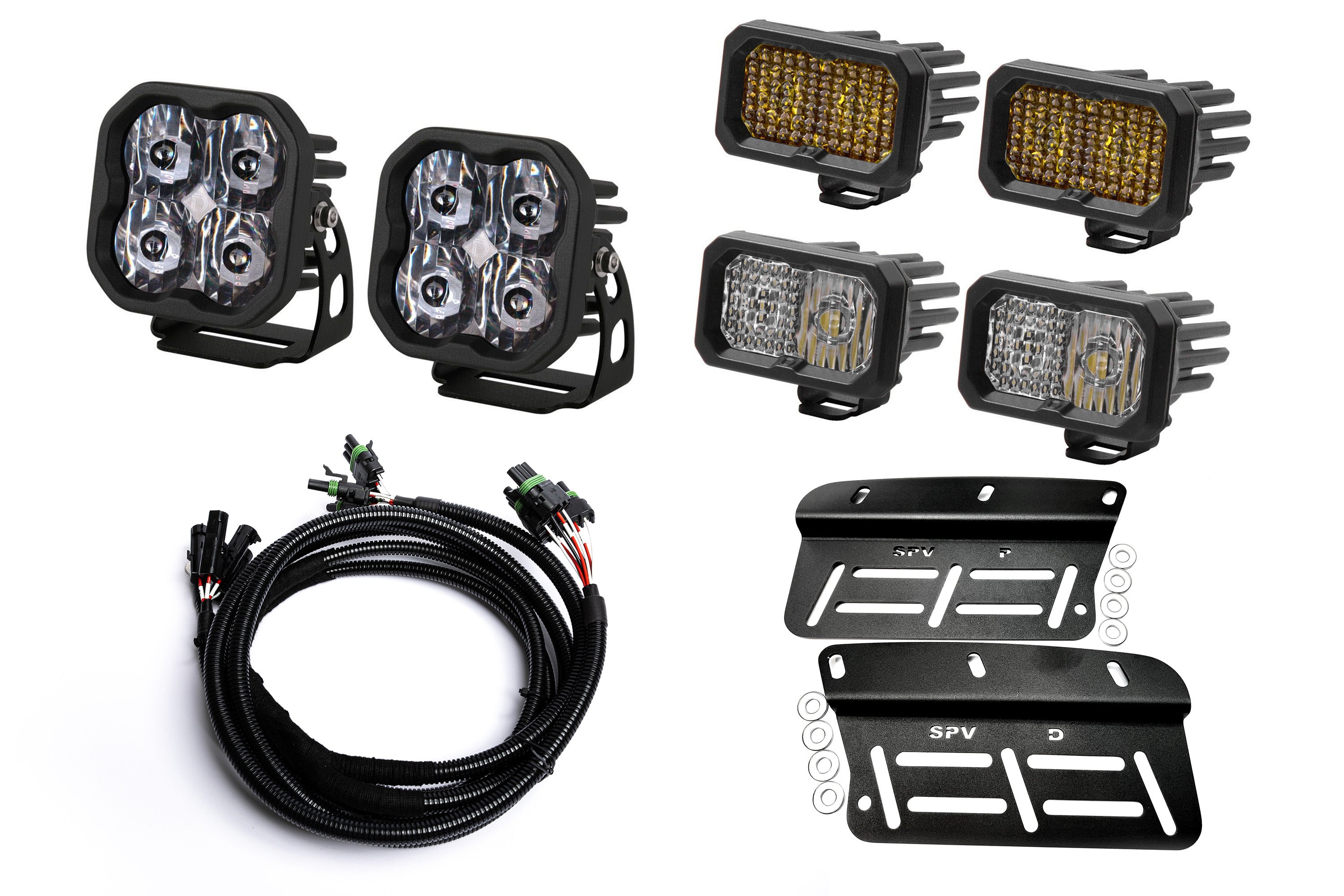 SPV Parts 2021+ Bronco - Diode Dynamics Fog Light Kit w/amber backlight - Including Brackets/Harness (Modular Bumper, INCLUDING RAPTOR)