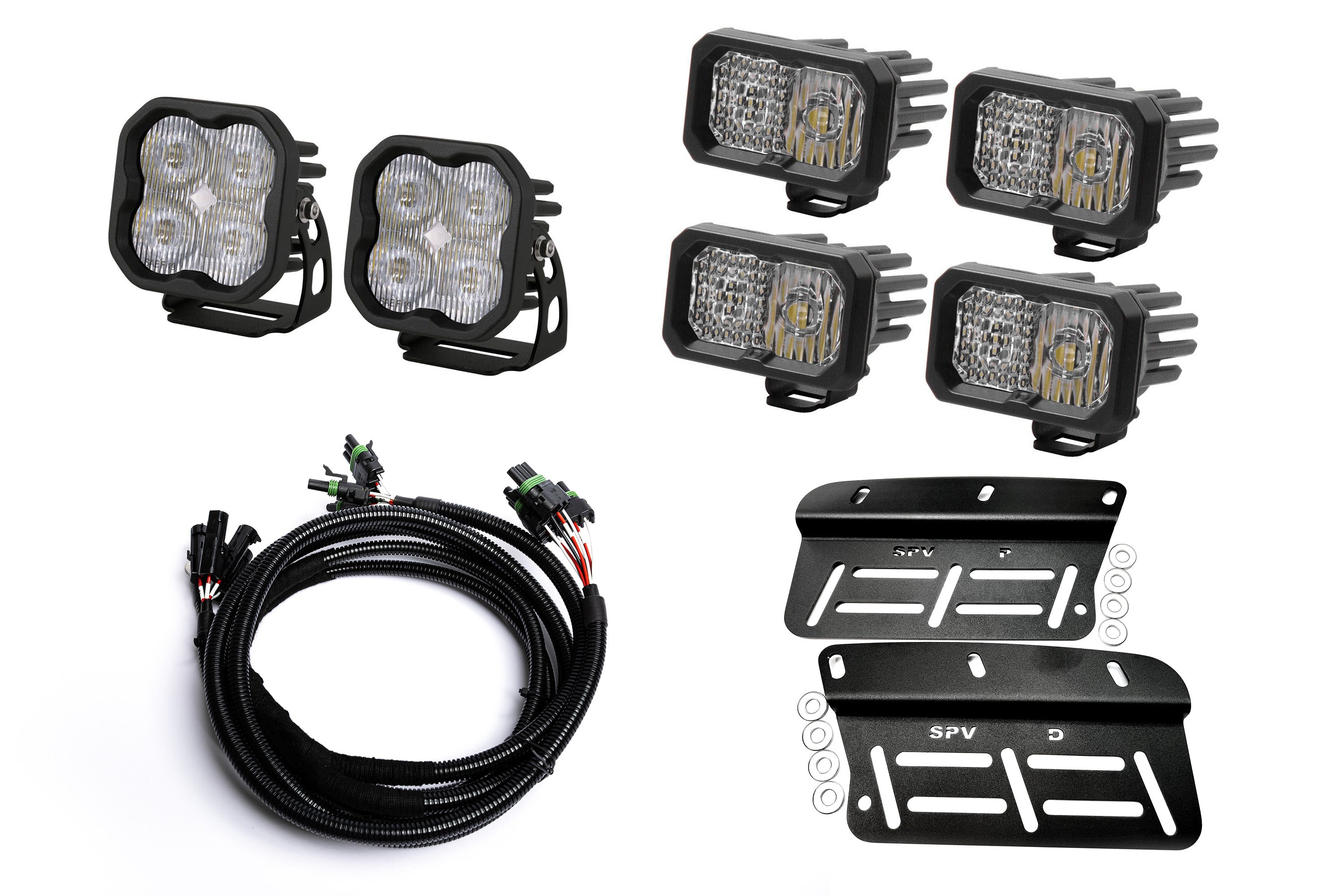 SPV Parts 2021+ Bronco - Diode Dynamics Fog Light Kit w/amber backlight - Including Brackets/Harness (Modular Bumper, INCLUDING RAPTOR)