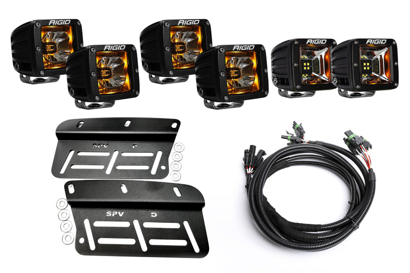 SPV Parts 2021-2023 Ford Bronco - Rigid Radiance/Scene Fog Light Kit w/amber backlight - Including Brackets/Harness (Modular Bumper, INCLUDING RAPTOR)