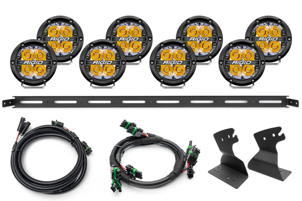 SPV Parts 2021+ Ford Bronco Roofline HIGH Mount Kit w/ 40" Rigid Radiance+ SR Light Bar, (8) Radiance Pods or (8) 4" 360 Lights & Hidden Harness