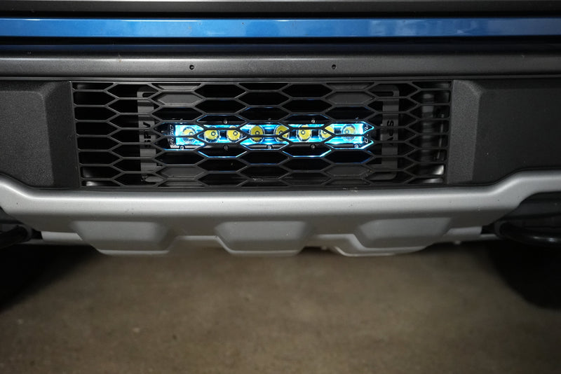 SPV Parts 2021-2023 Ford F-150 Raptor 10'' LOWER Grille w/Rigid Industries Light Bar Kit (Behind Grille)